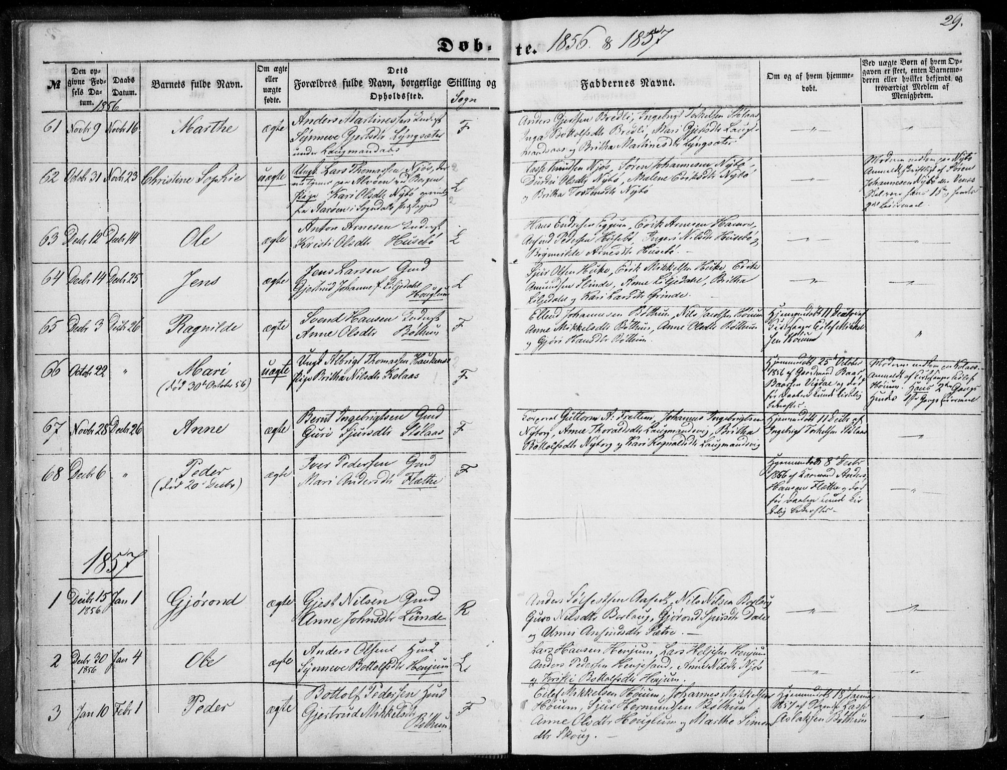 Leikanger sokneprestembete, AV/SAB-A-81001/H/Haa/Haaa/L0008: Ministerialbok nr. A 8, 1852-1868, s. 29