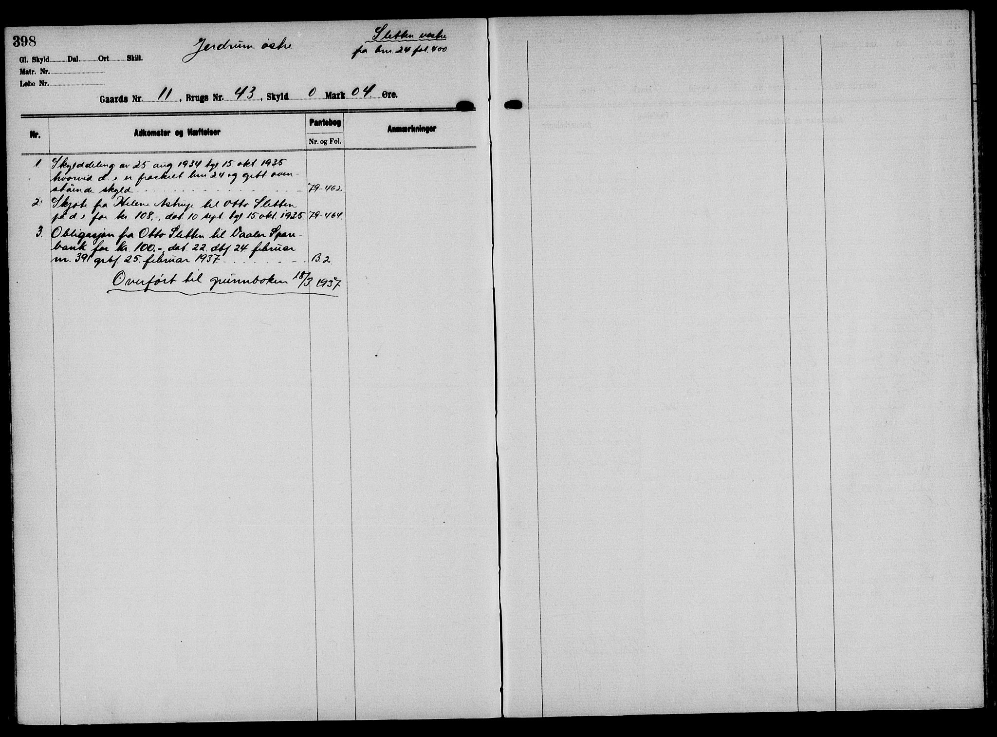 Solør tingrett, AV/SAH-TING-008/H/Ha/Hak/L0001: Panteregister nr. I, 1900-1935, s. 398