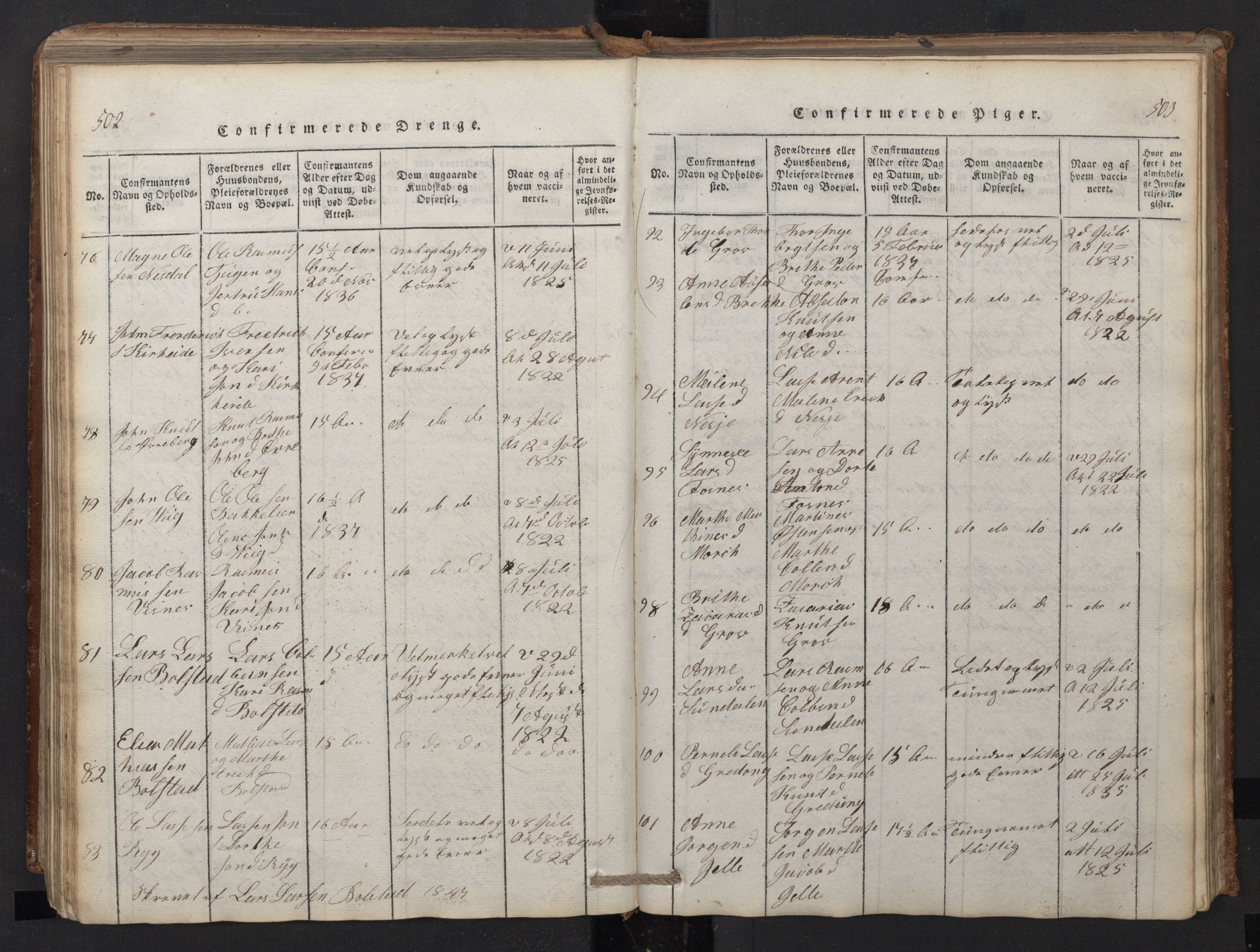 Stryn Sokneprestembete, AV/SAB-A-82501: Klokkerbok nr. A 1, 1816-1844, s. 502-503