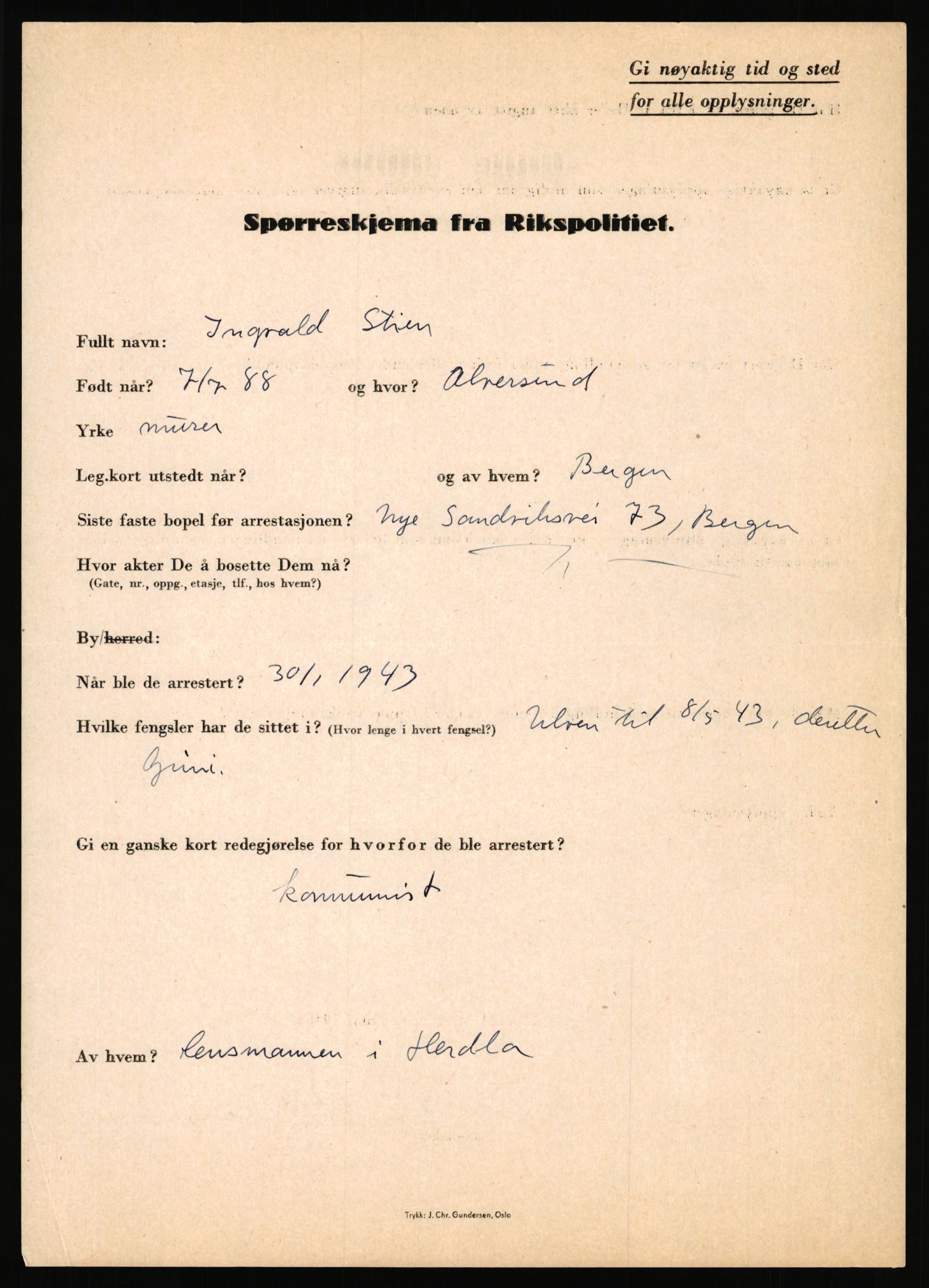 Rikspolitisjefen, AV/RA-S-1560/L/L0016: Sti, Lauritz - Tettum, Karl August, 1940-1945, s. 5