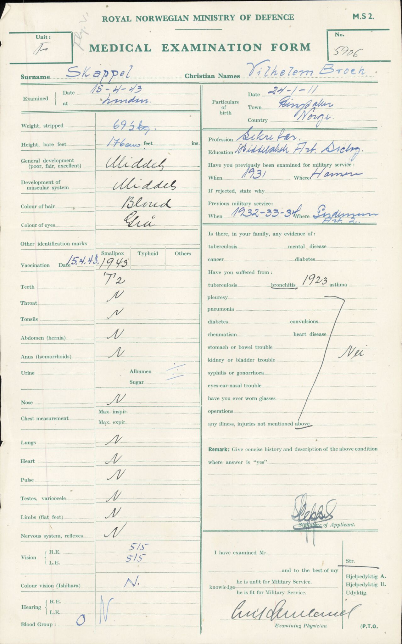 Forsvaret, Forsvarets overkommando/Luftforsvarsstaben, AV/RA-RAFA-4079/P/Pa/L0028: Personellpapirer, 1911, s. 116