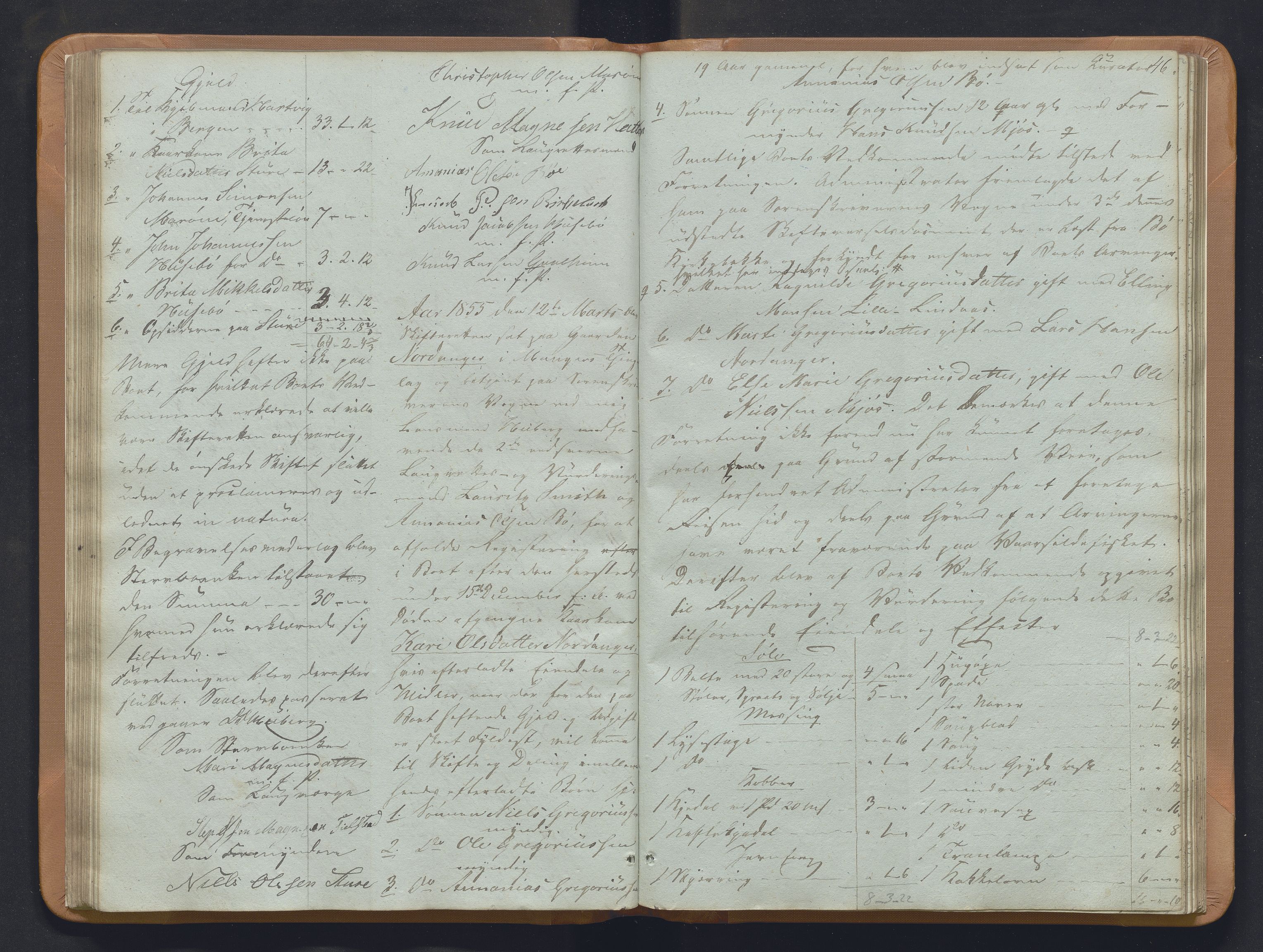 Nordhordland sorenskrivar, SAB/A-2901/1/H/Hb/L0018: Registreringsprotokollar, 1853-1856, s. 46