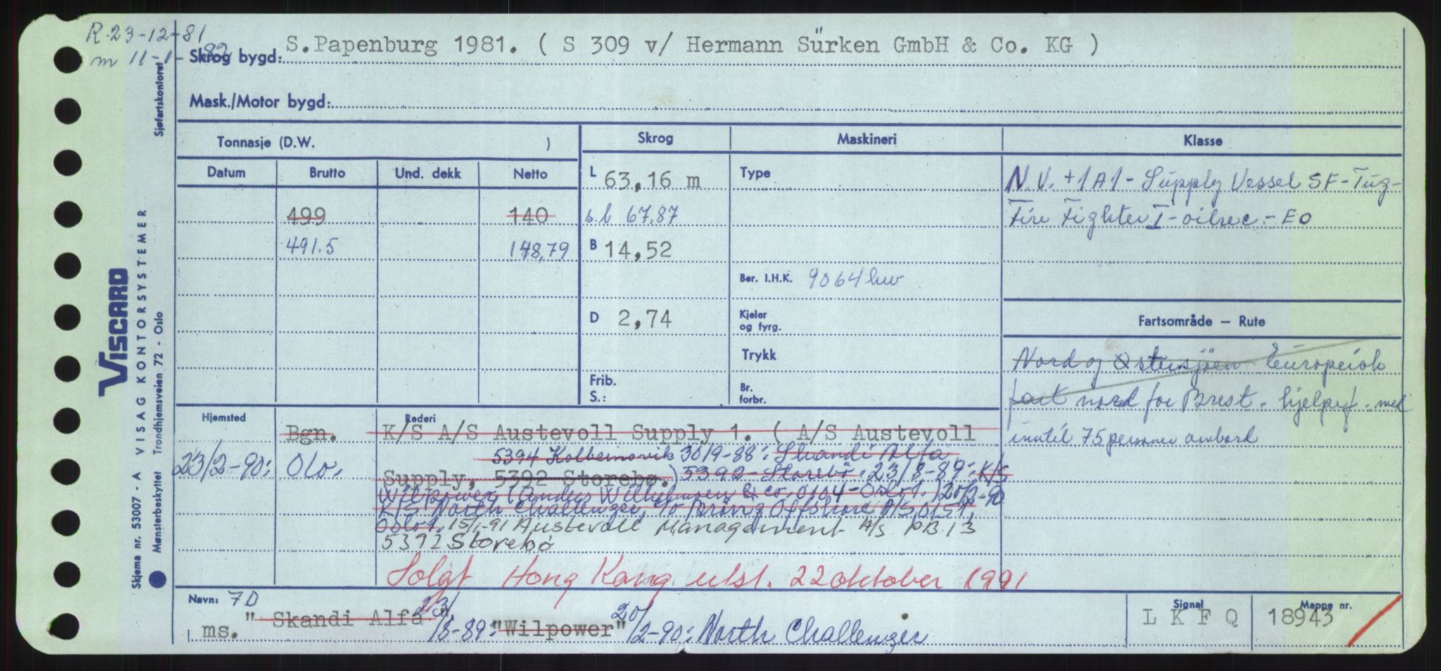 Sjøfartsdirektoratet med forløpere, Skipsmålingen, RA/S-1627/H/Hd/L0027: Fartøy, Norhop-Nør, s. 191