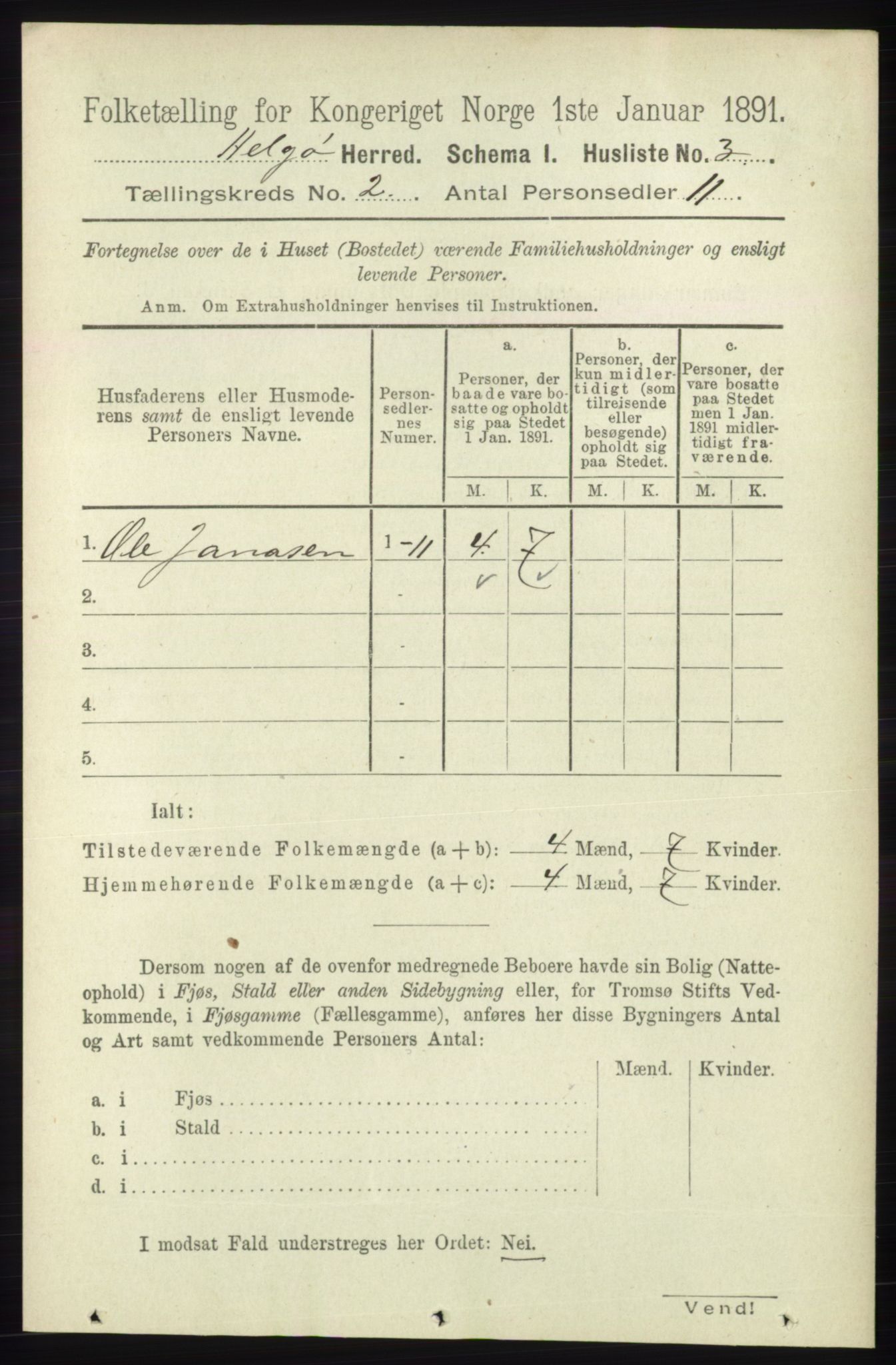 RA, Folketelling 1891 for 1935 Helgøy herred, 1891, s. 285