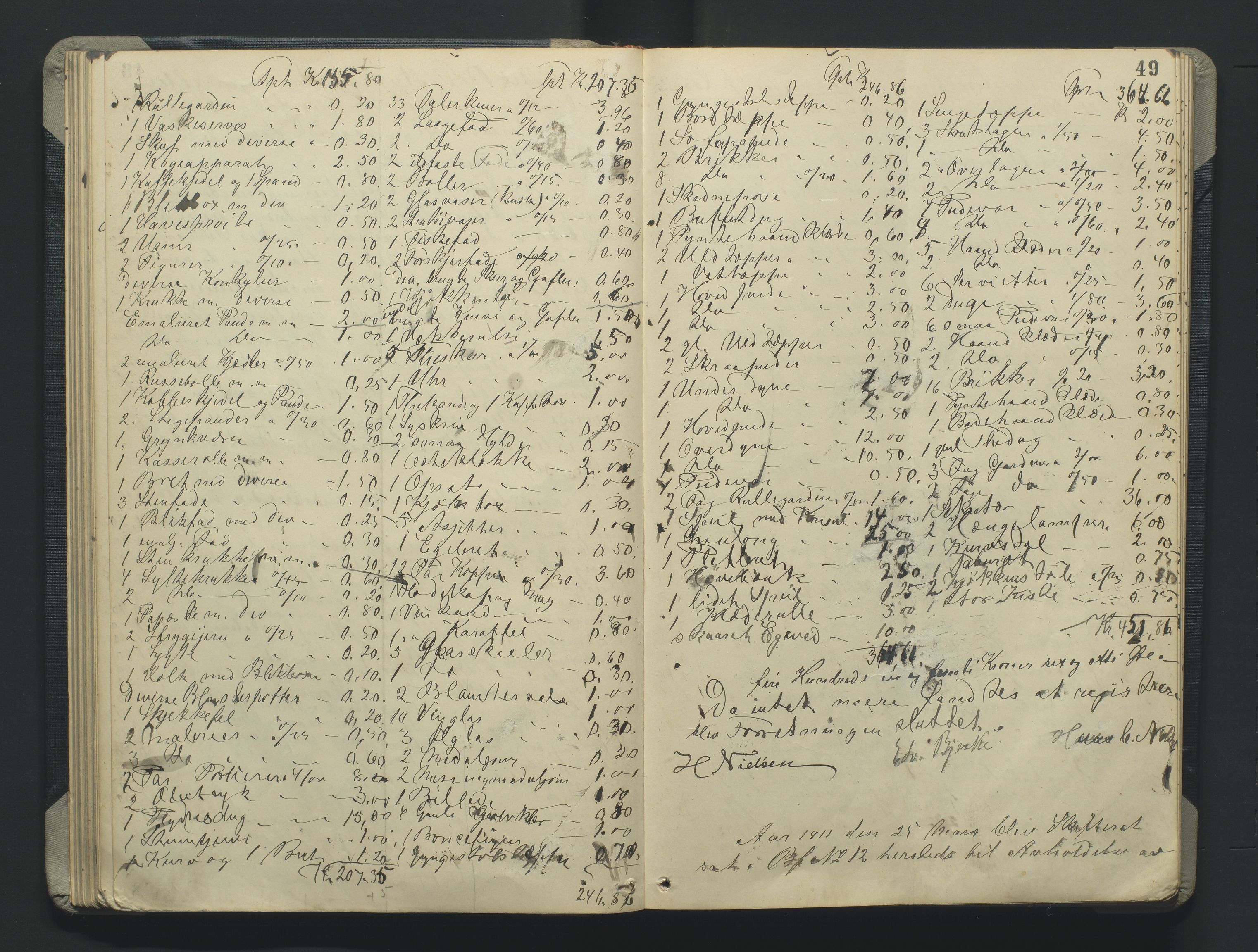 Grimstad byfogd, AV/SAK-1222-0003/H/Hc/L0009: Skifteprotokoll nr. 9, 1908-1918, s. 49