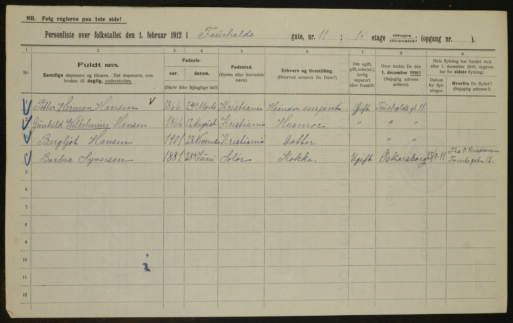 OBA, Kommunal folketelling 1.2.1912 for Kristiania, 1912, s. 23938