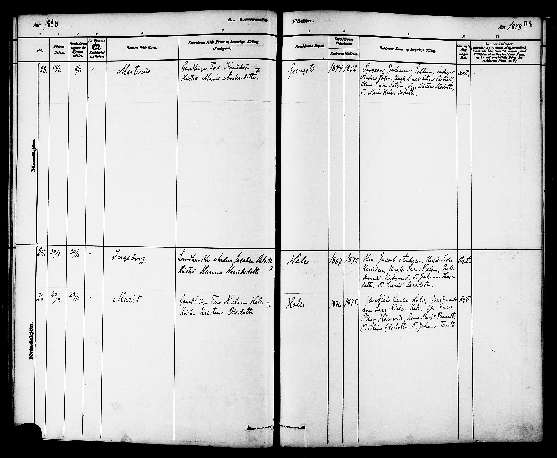 Ministerialprotokoller, klokkerbøker og fødselsregistre - Møre og Romsdal, SAT/A-1454/576/L0885: Ministerialbok nr. 576A03, 1880-1898, s. 94