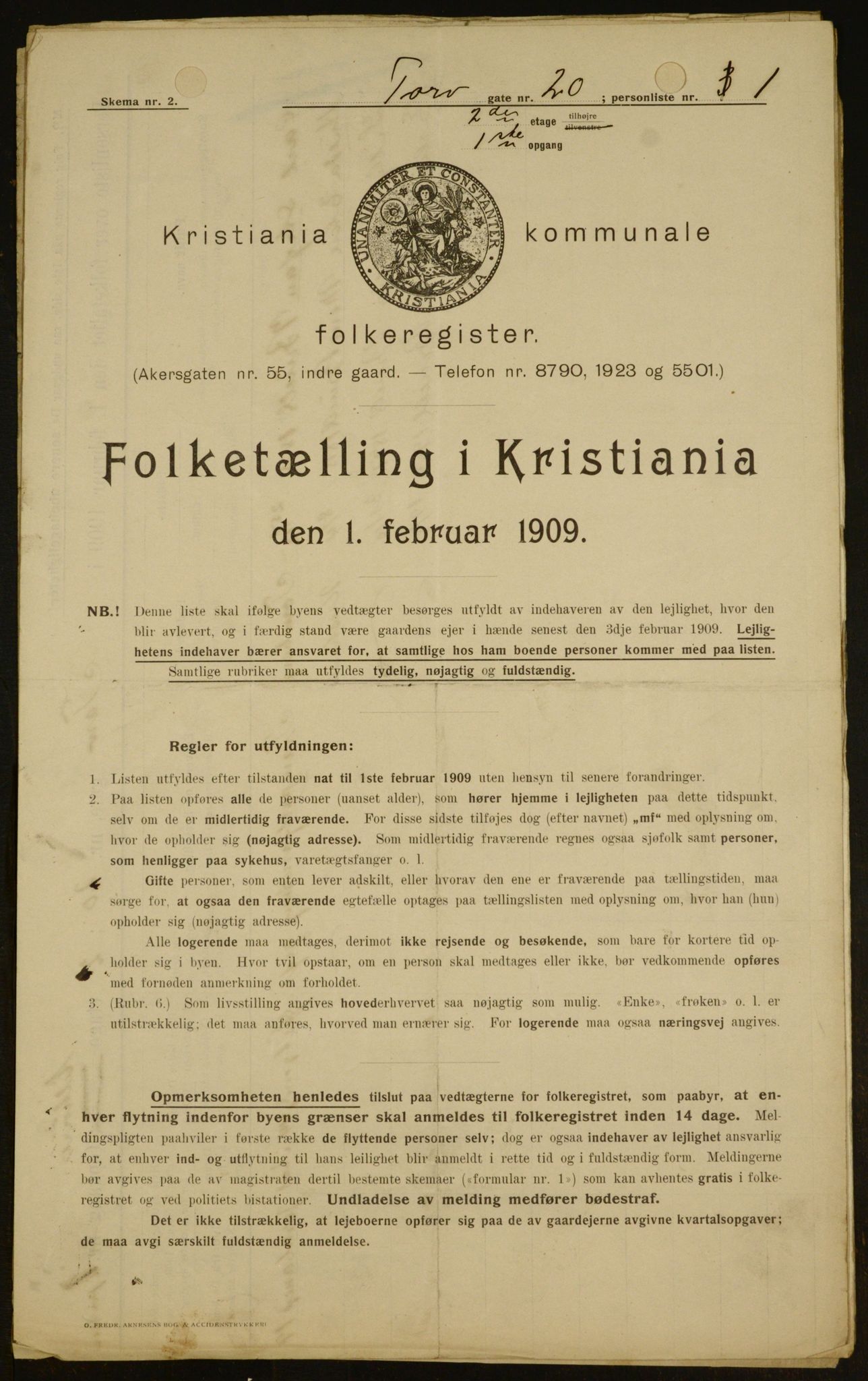 OBA, Kommunal folketelling 1.2.1909 for Kristiania kjøpstad, 1909, s. 103471