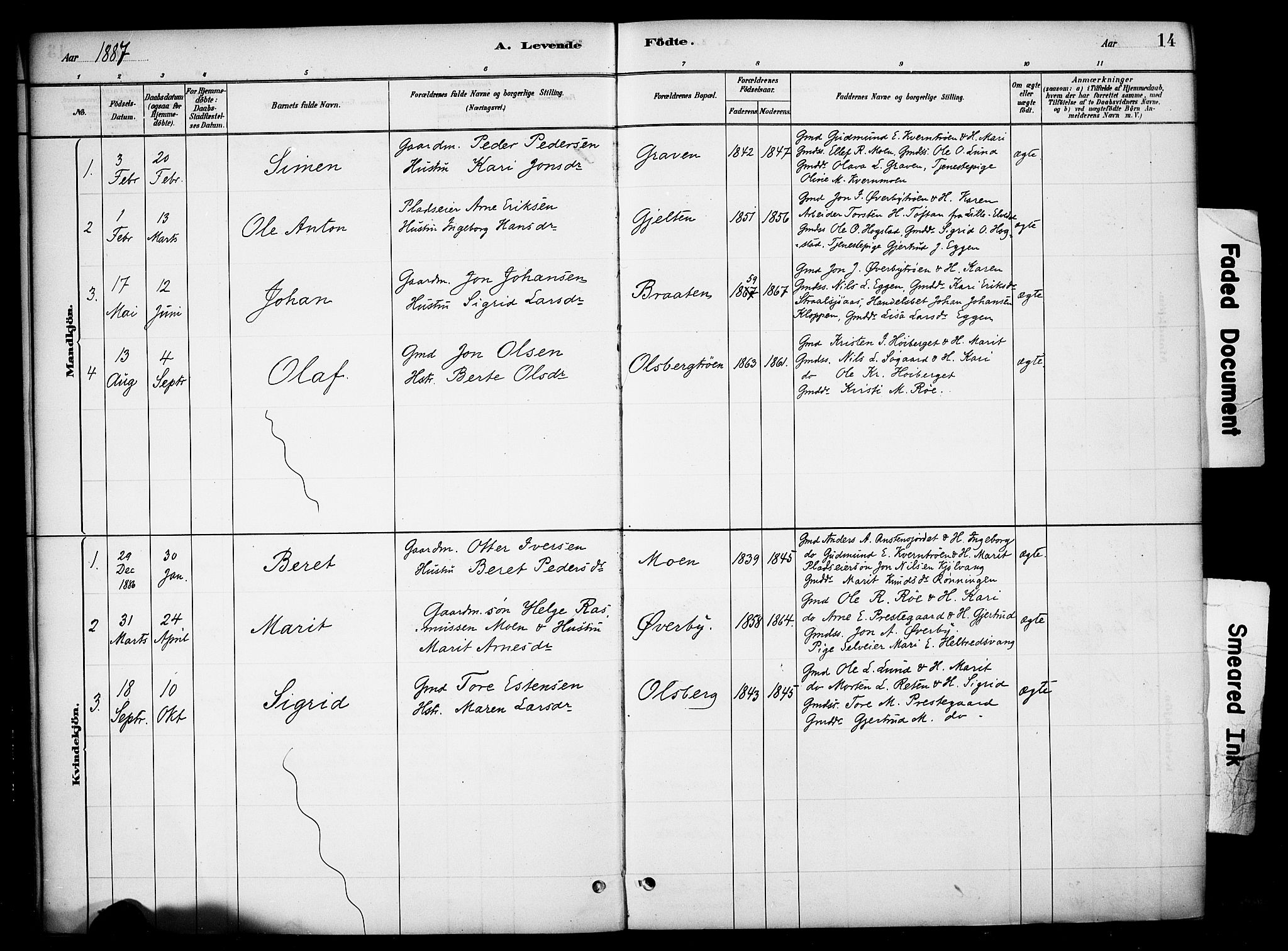 Tynset prestekontor, AV/SAH-PREST-058/H/Ha/Haa/L0023: Ministerialbok nr. 23, 1880-1901, s. 14