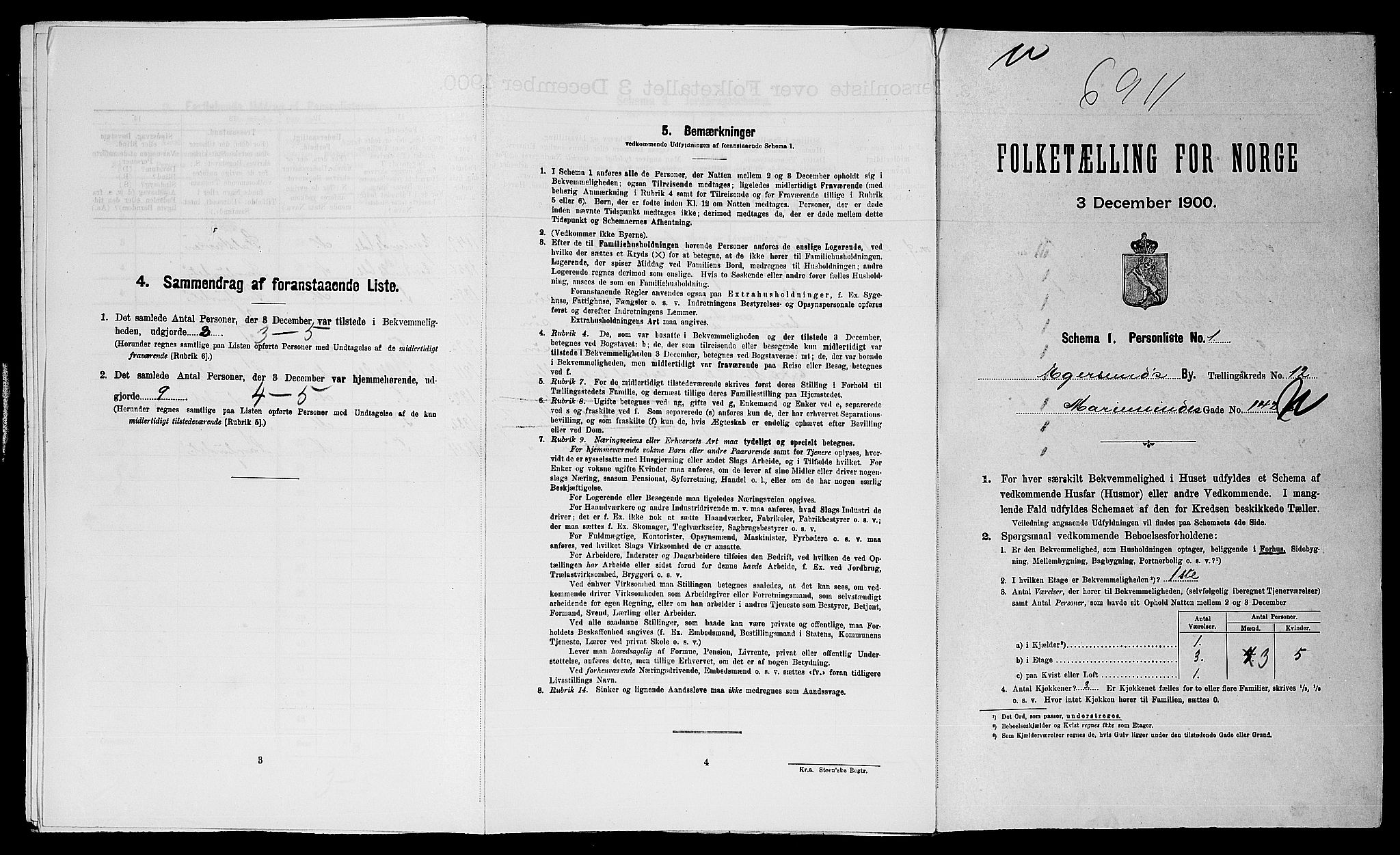 SAST, Folketelling 1900 for 1101 Egersund ladested, 1900, s. 1194