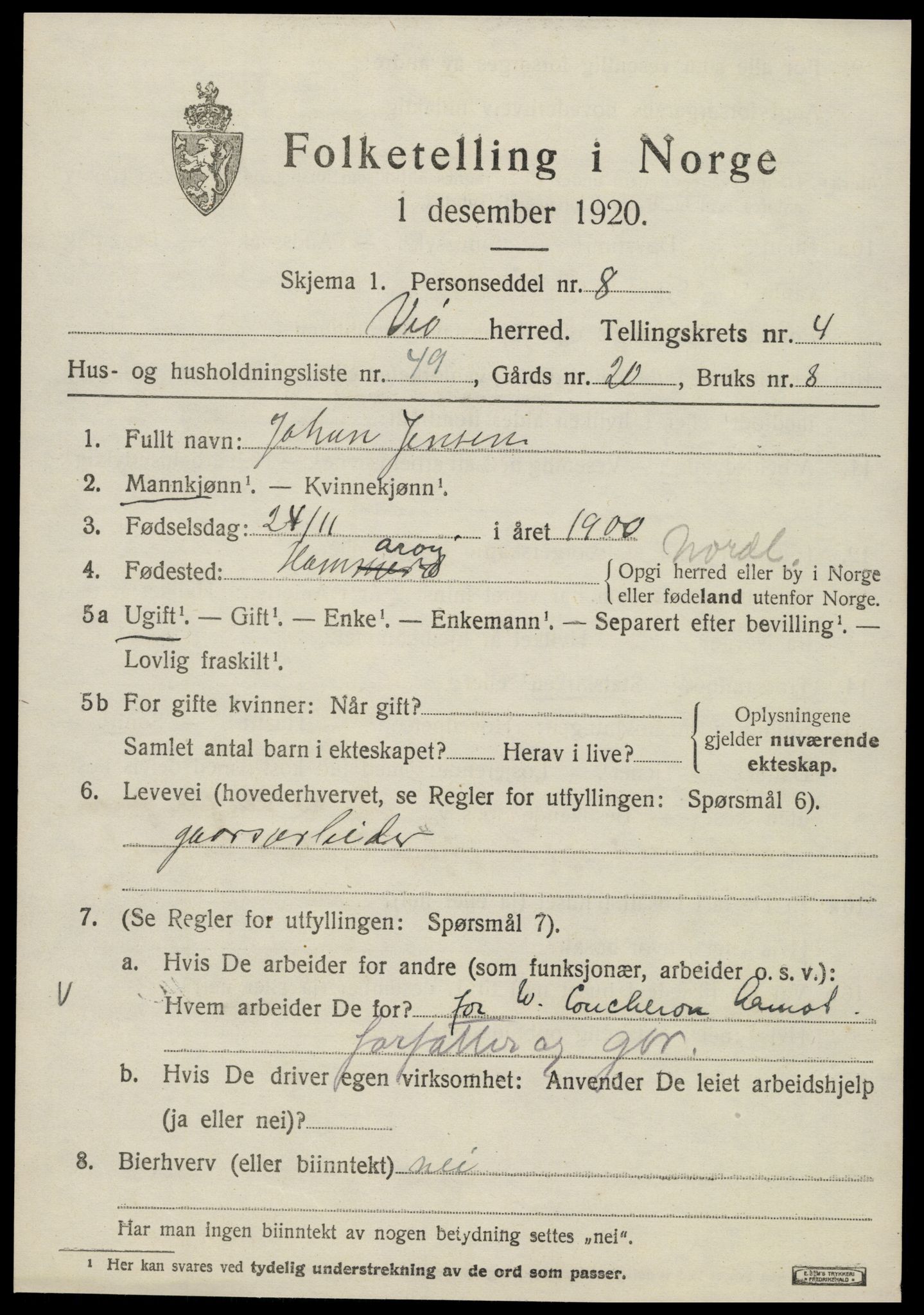 SAT, Folketelling 1920 for 1541 Veøy herred, 1920, s. 2319