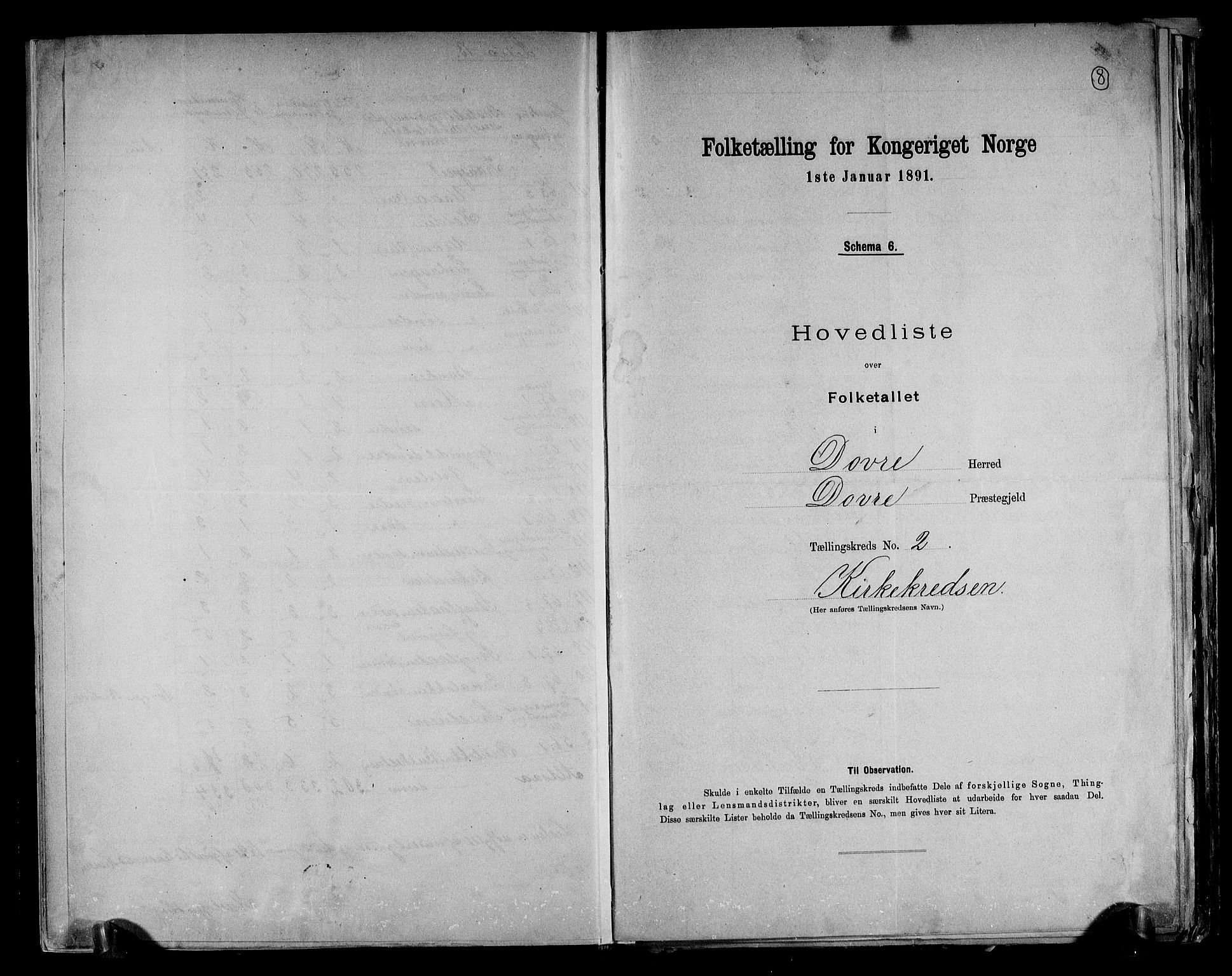 RA, Folketelling 1891 for 0511 Dovre herred, 1891, s. 8