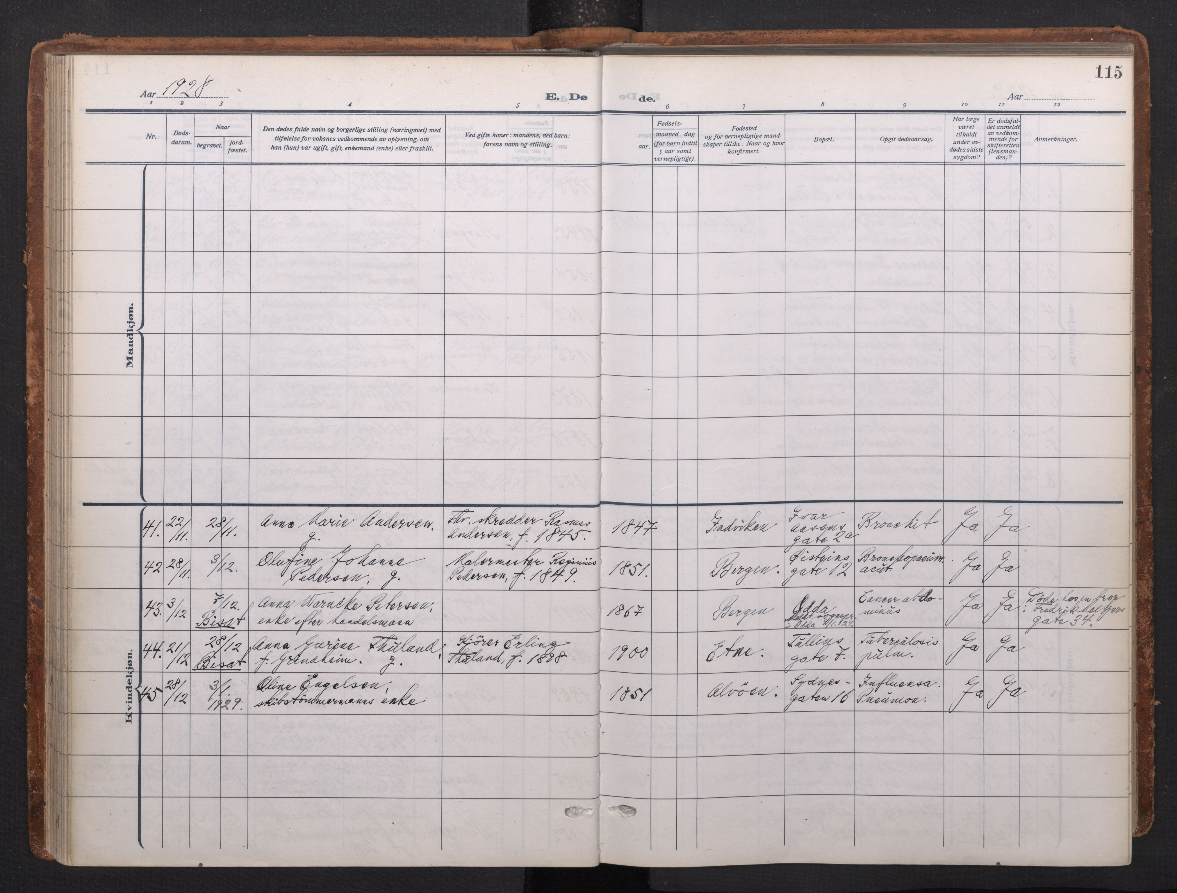 Johanneskirken sokneprestembete, AV/SAB-A-76001/H/Haa/L0020: Ministerialbok nr. E 2, 1916-1951, s. 115