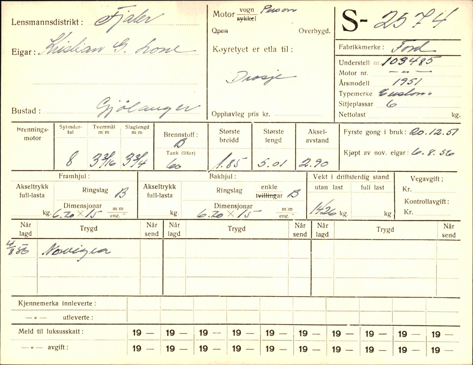 Statens vegvesen, Sogn og Fjordane vegkontor, AV/SAB-A-5301/4/F/L0004: Registerkort utmeldte Fjordane S2500-2700, S7200-7899, 1930-1961, s. 111