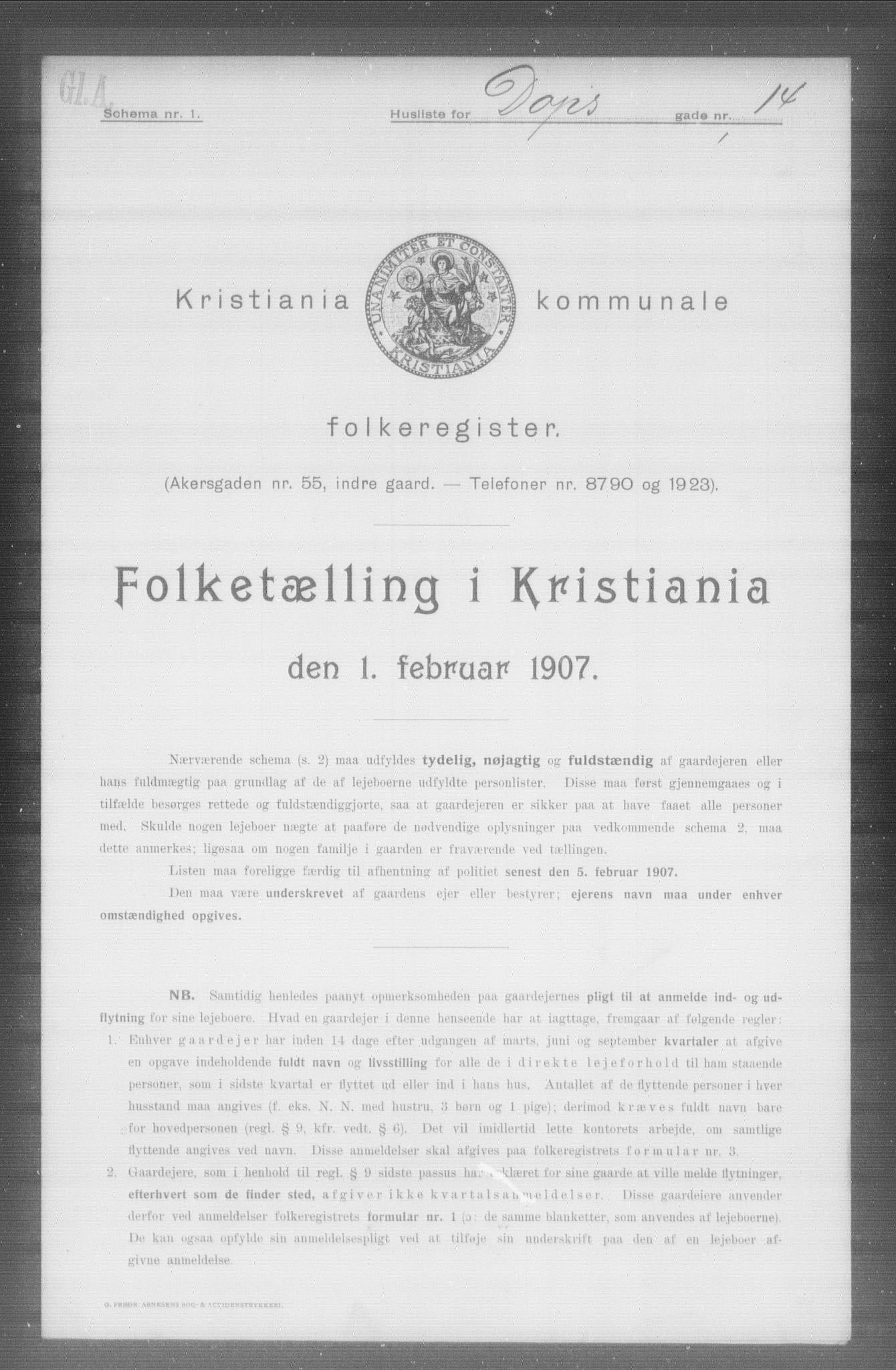 OBA, Kommunal folketelling 1.2.1907 for Kristiania kjøpstad, 1907, s. 8140