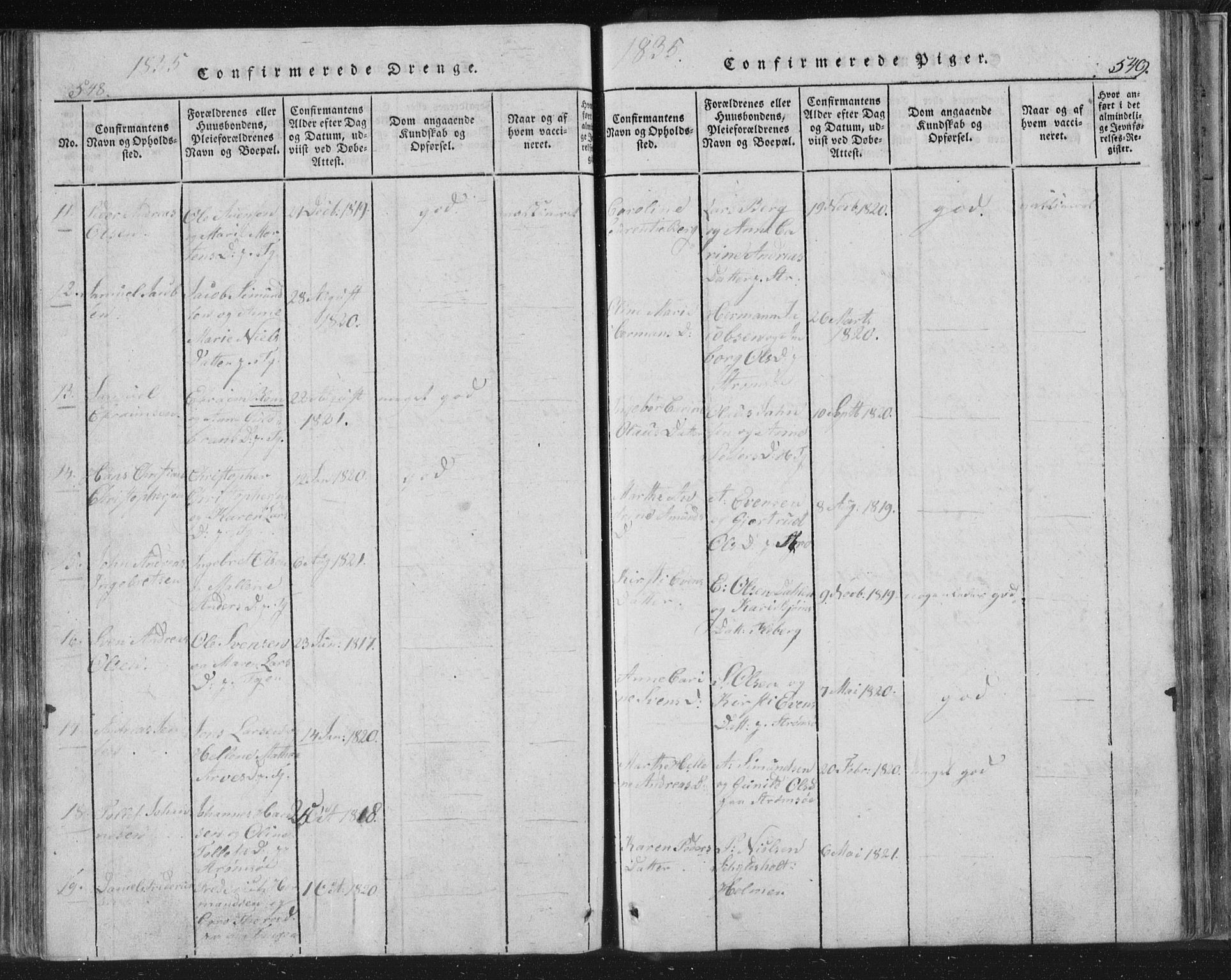 Strømsø kirkebøker, AV/SAKO-A-246/F/Fb/L0004: Ministerialbok nr. II 4, 1814-1843, s. 548-549