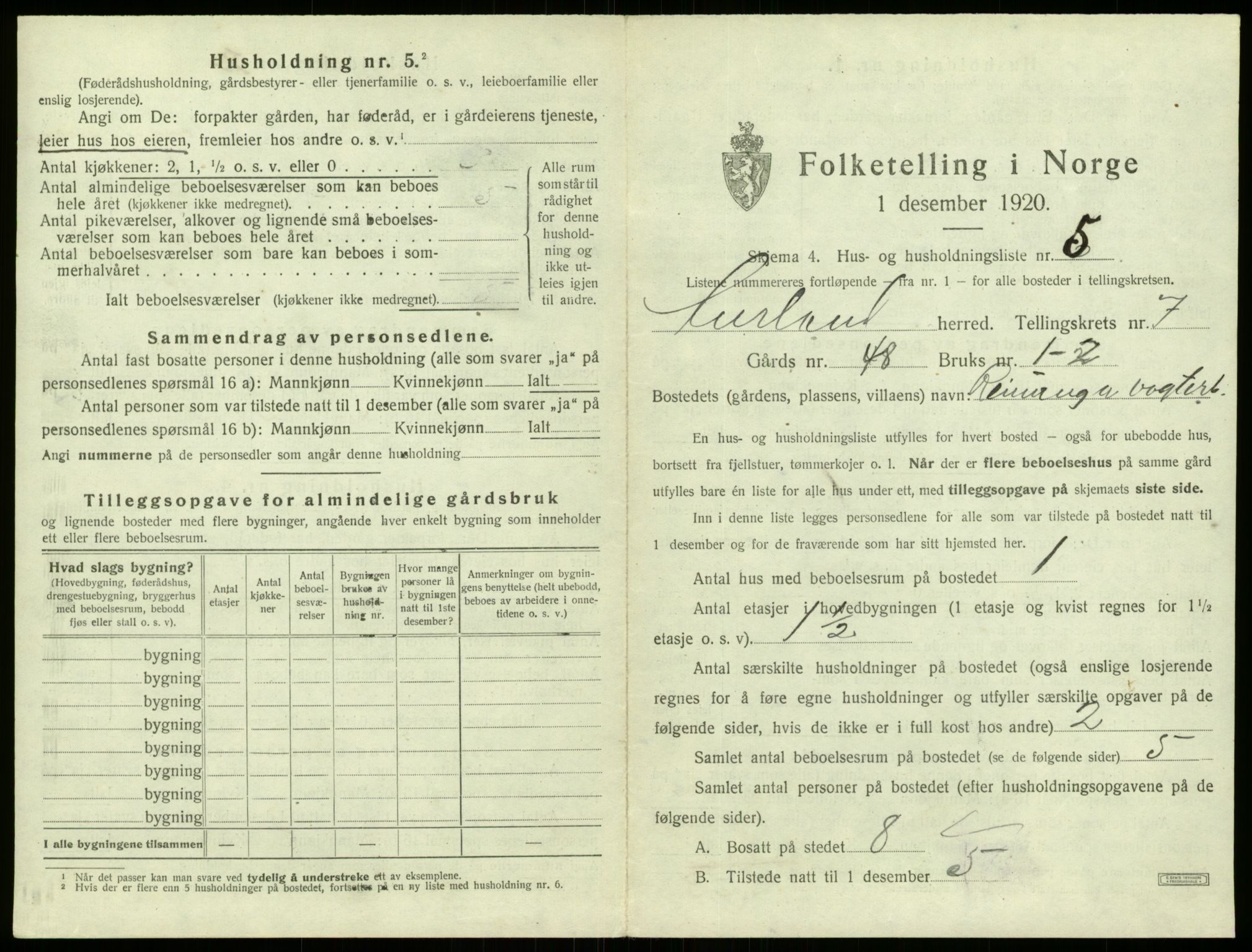 SAB, Folketelling 1920 for 1421 Aurland herred, 1920, s. 569