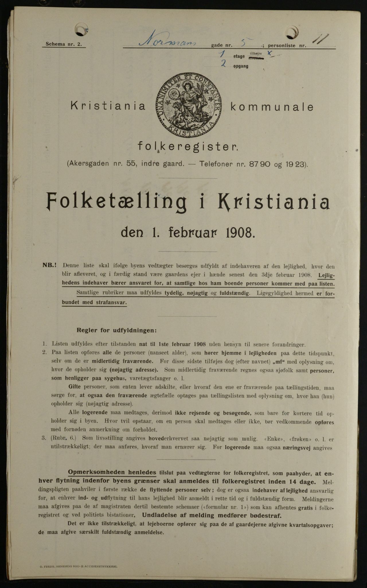 OBA, Kommunal folketelling 1.2.1908 for Kristiania kjøpstad, 1908, s. 66040