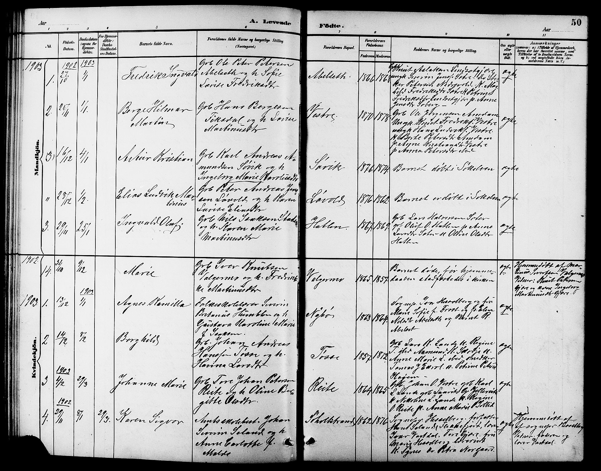 Ministerialprotokoller, klokkerbøker og fødselsregistre - Møre og Romsdal, AV/SAT-A-1454/522/L0327: Klokkerbok nr. 522C06, 1890-1915, s. 50