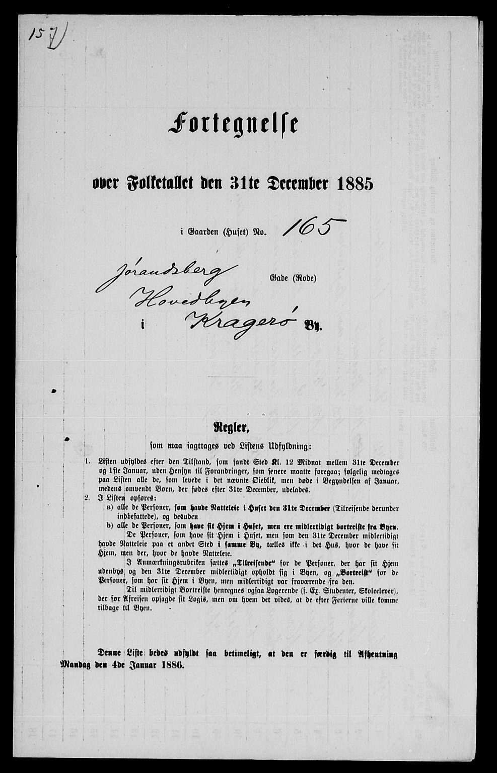 SAKO, Folketelling 1885 for 0801 Kragerø kjøpstad, 1885, s. 1347