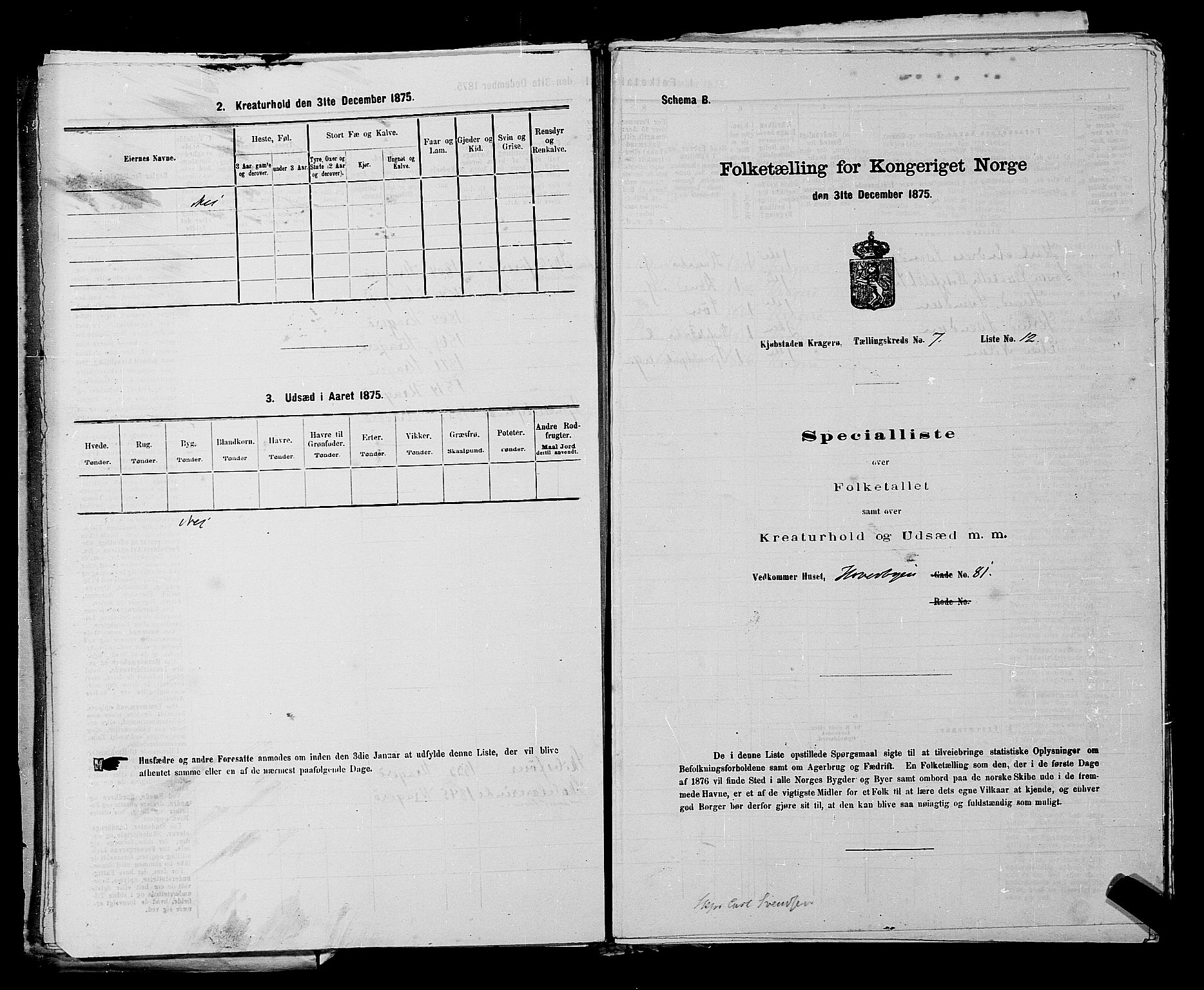 SAKO, Folketelling 1875 for 0801P Kragerø prestegjeld, 1875, s. 170