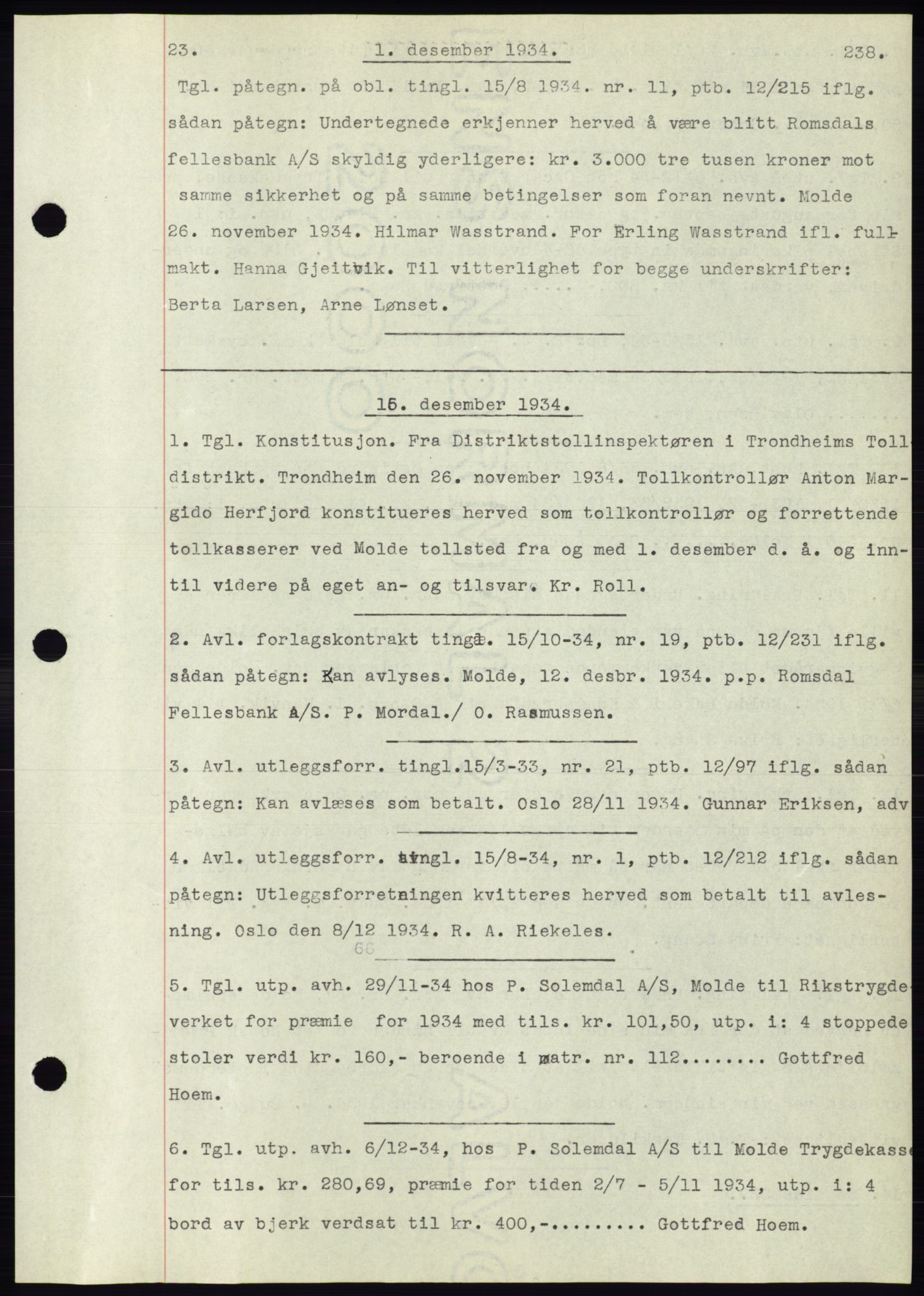 Molde byfogd, AV/SAT-A-0025/2/2C/L0012: Pantebok nr. 12, 1932-1935, Tingl.dato: 01.12.1934