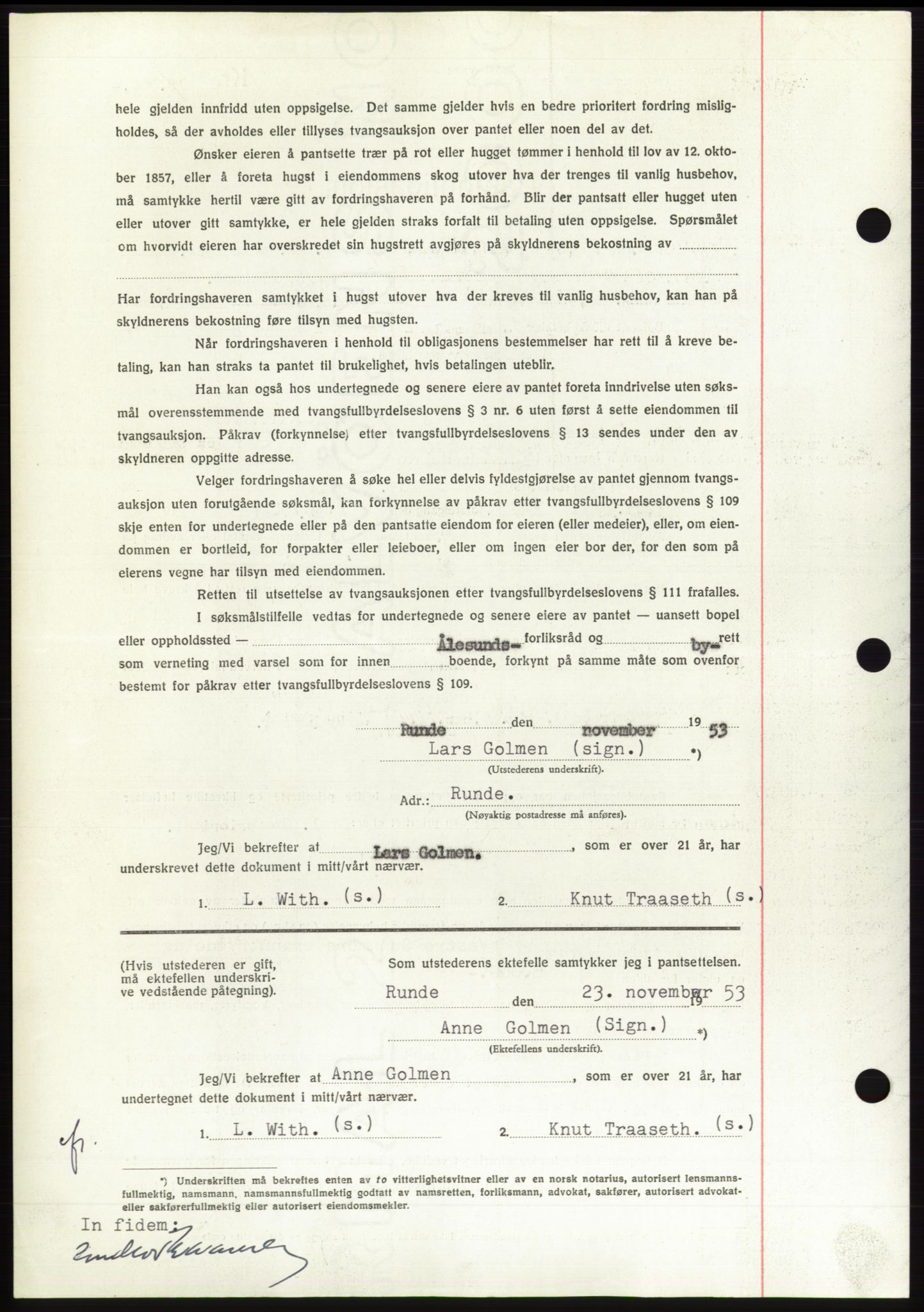 Søre Sunnmøre sorenskriveri, AV/SAT-A-4122/1/2/2C/L0124: Pantebok nr. 12B, 1953-1954, Dagboknr: 3203/1953