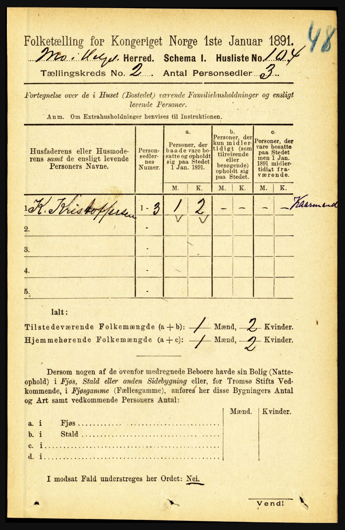 RA, Folketelling 1891 for 1833 Mo herred, 1891, s. 533