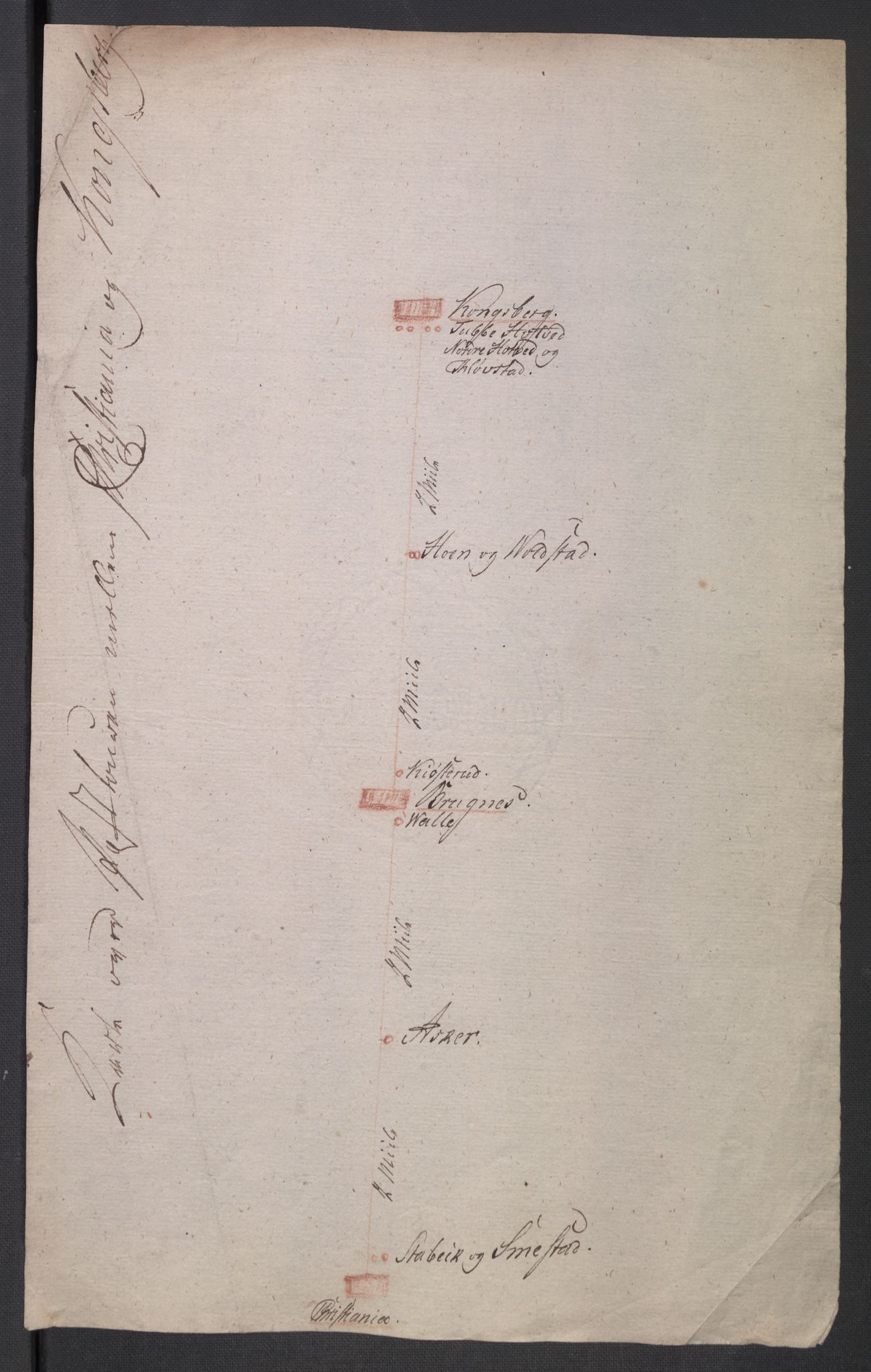 Generalpostdireksjonen 1719-1814, RA/EA-3108/E/L0036/0003: Dokumenter vedrørende postgangen: / Nr. 34: Riss av postveiene i Norge, 1800, s. 15