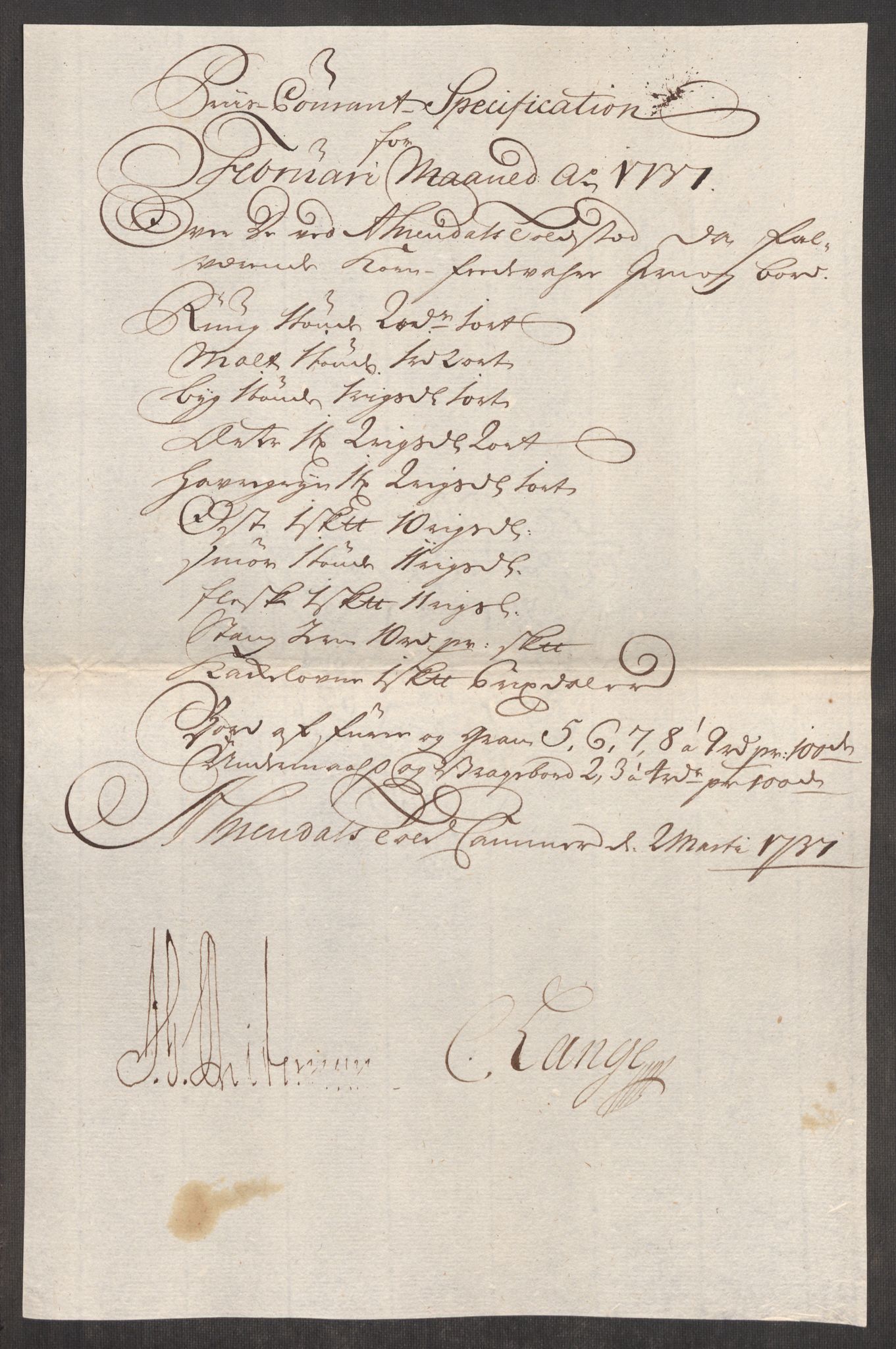 Rentekammeret inntil 1814, Realistisk ordnet avdeling, AV/RA-EA-4070/Oe/L0001: [Ø1]: Priskuranter, 1712-1739, s. 611