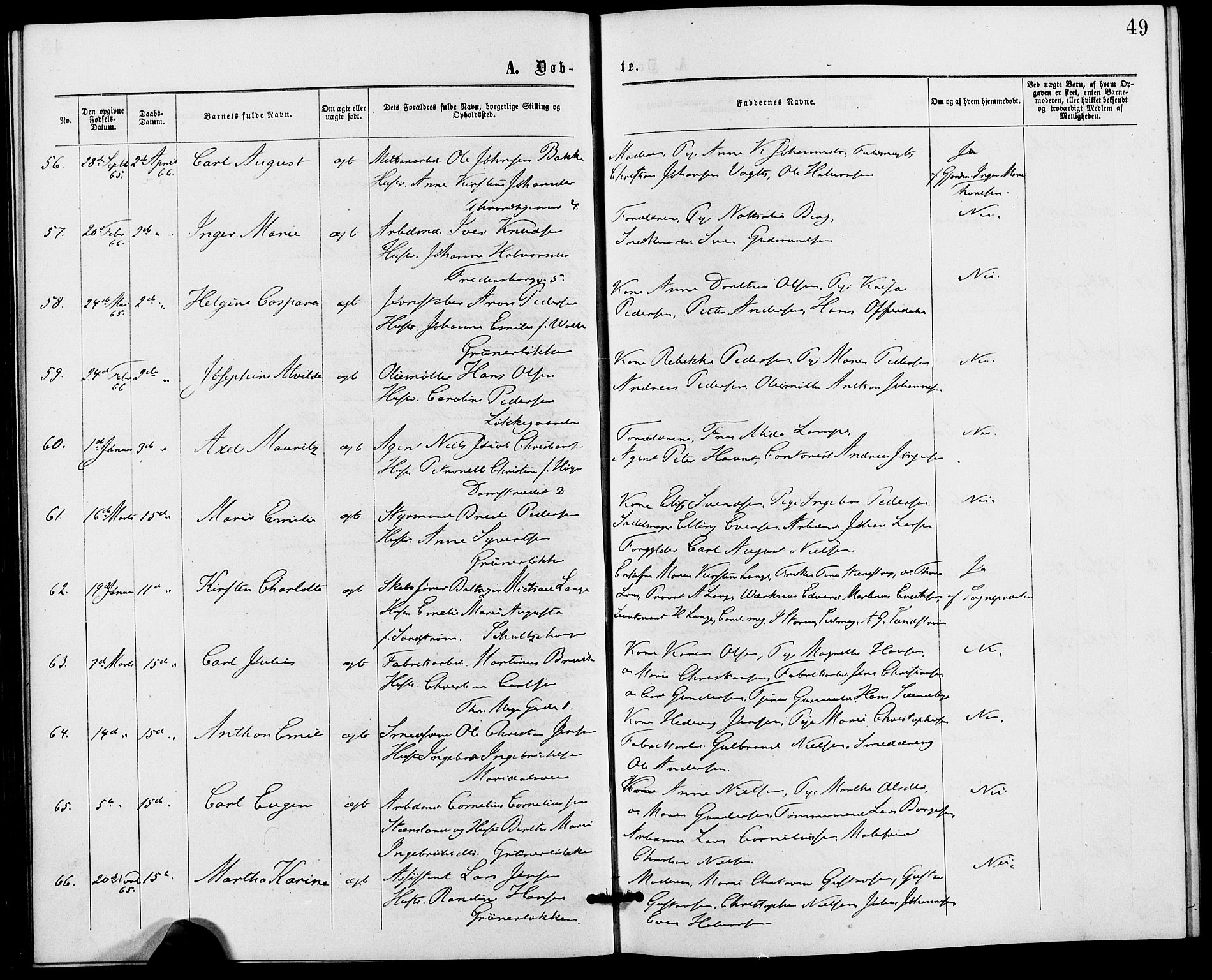 Gamle Aker prestekontor Kirkebøker, AV/SAO-A-10617a/G/L0002: Klokkerbok nr. 2, 1864-1869, s. 49