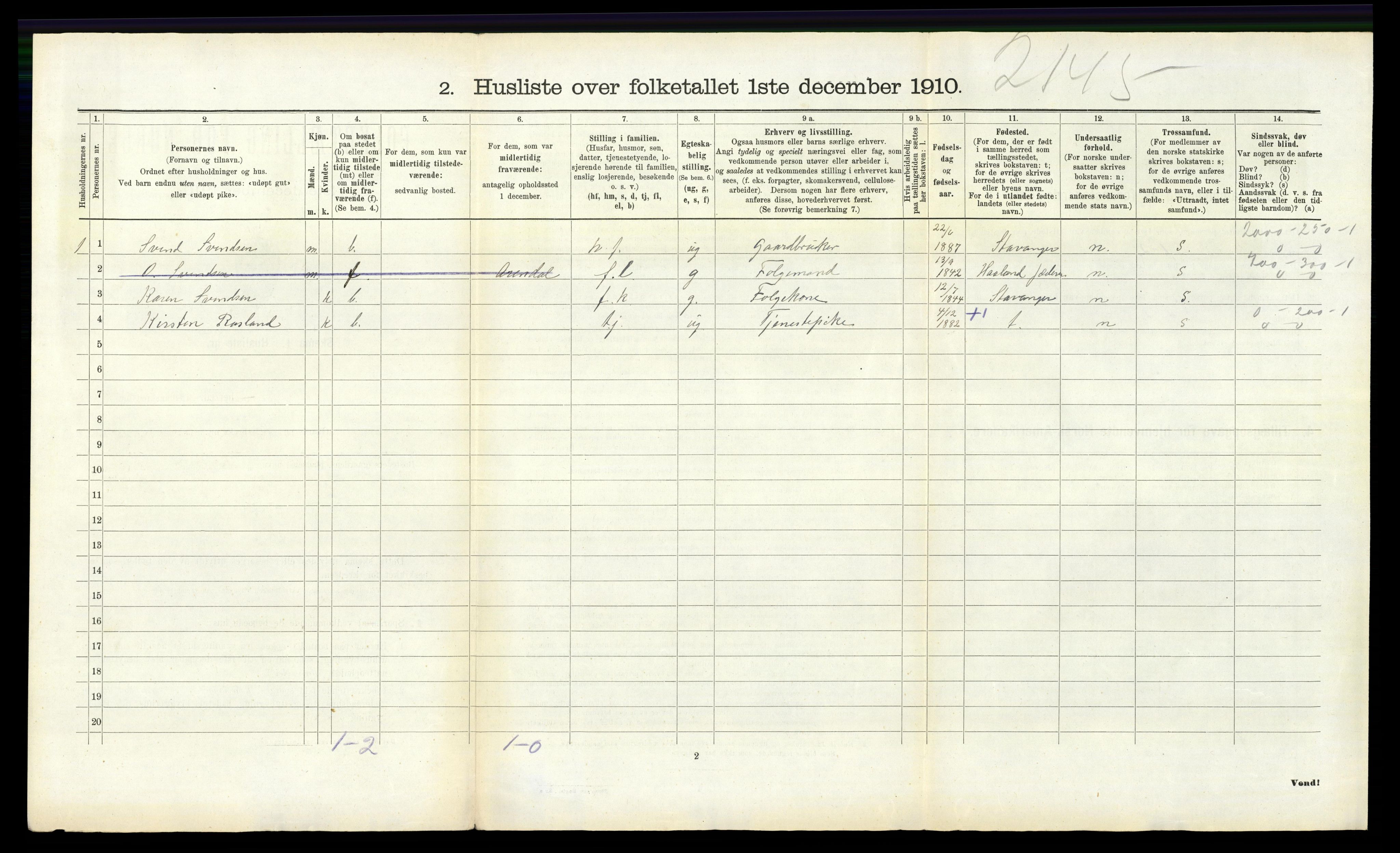 RA, Folketelling 1910 for 1120 Klepp herred, 1910, s. 756