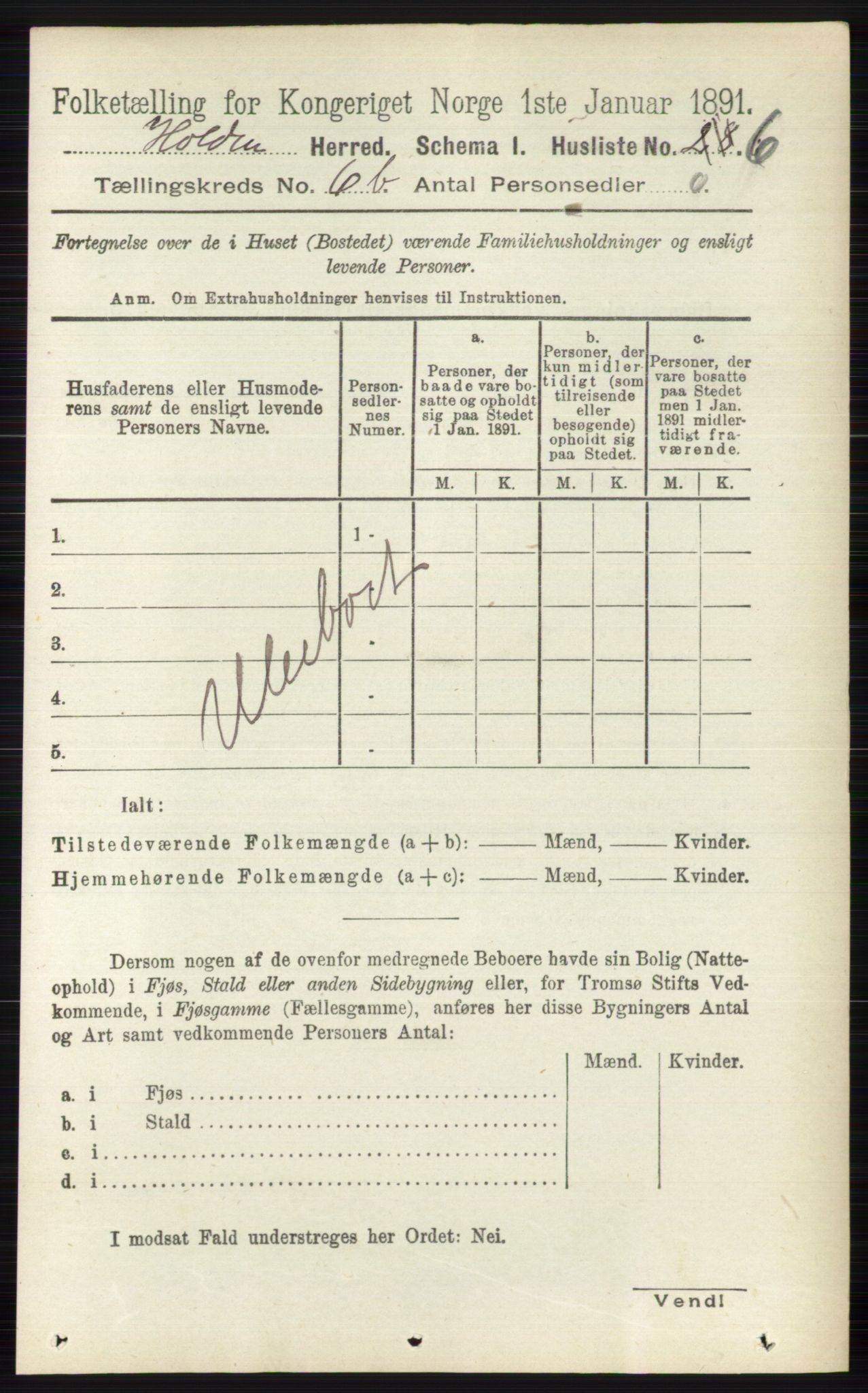 RA, Folketelling 1891 for 0819 Holla herred, 1891, s. 3165