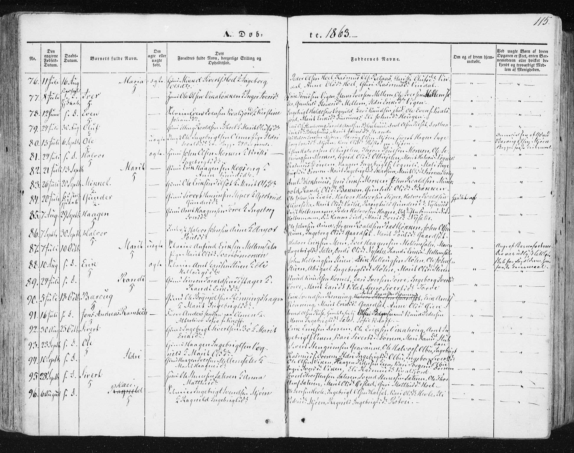Ministerialprotokoller, klokkerbøker og fødselsregistre - Sør-Trøndelag, SAT/A-1456/678/L0899: Ministerialbok nr. 678A08, 1848-1872, s. 115