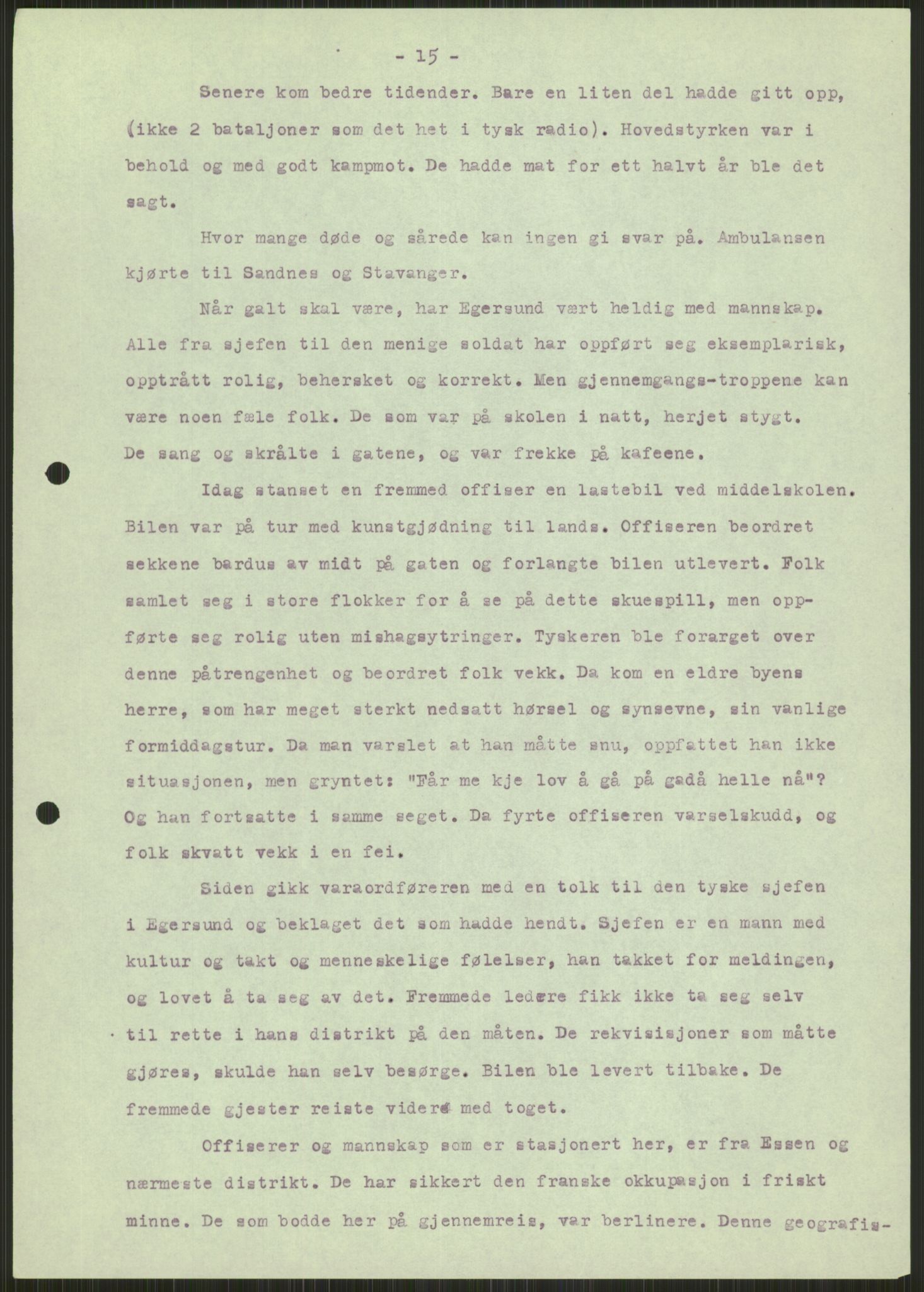 Forsvaret, Forsvarets krigshistoriske avdeling, AV/RA-RAFA-2017/Y/Ya/L0015: II-C-11-31 - Fylkesmenn.  Rapporter om krigsbegivenhetene 1940., 1940, s. 65