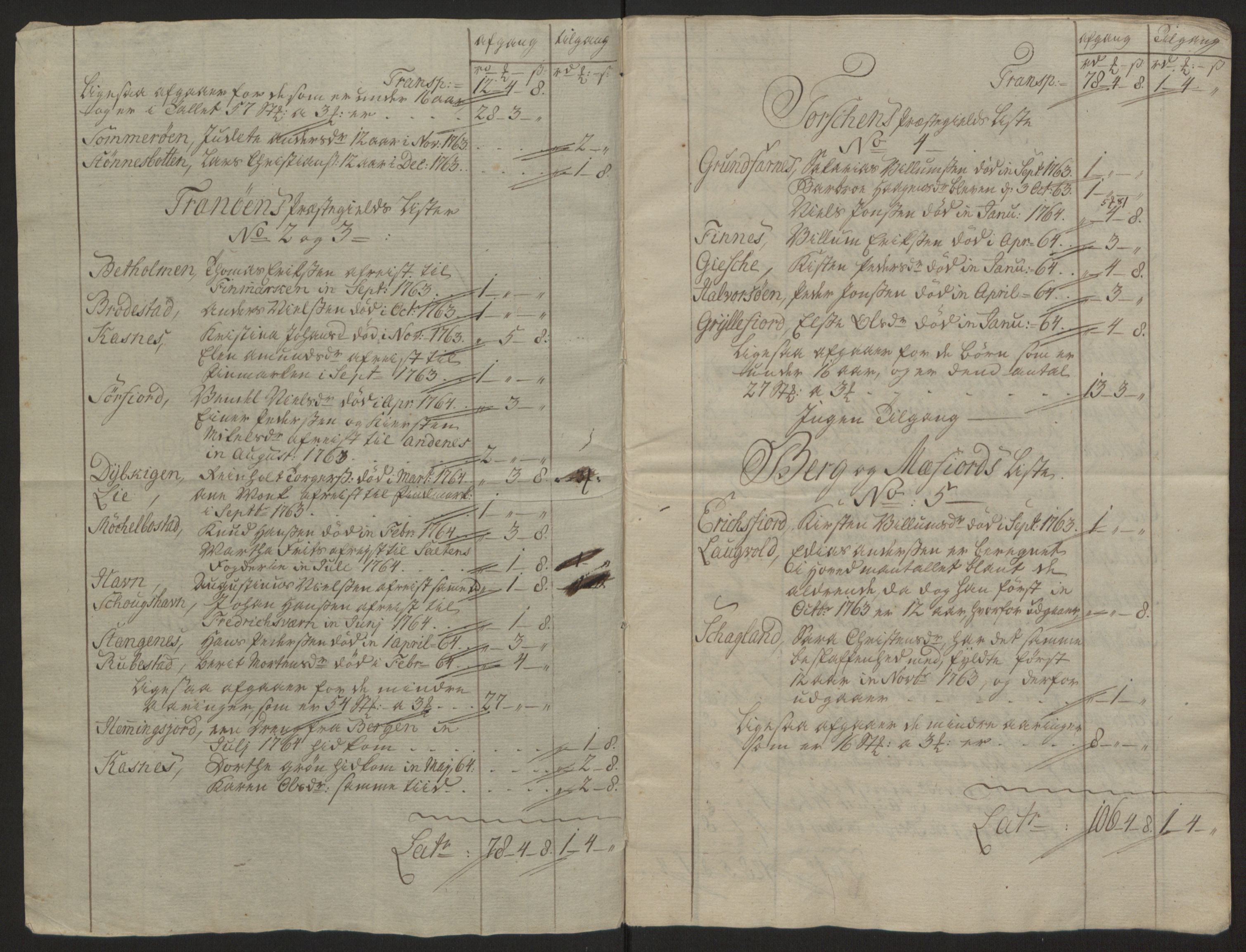 Rentekammeret inntil 1814, Reviderte regnskaper, Fogderegnskap, AV/RA-EA-4092/R68/L4845: Ekstraskatten Senja og Troms, 1762-1765, s. 434