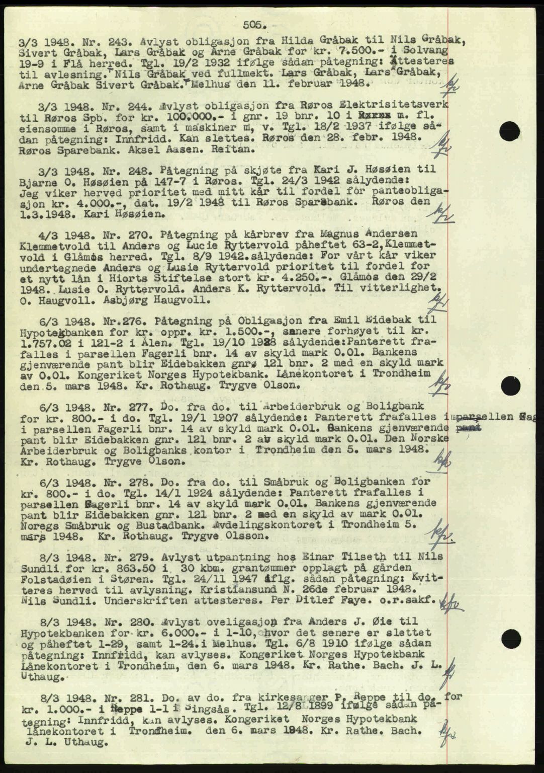 Gauldal sorenskriveri, SAT/A-0014/1/2/2C: Pantebok nr. A5, 1947-1948, Dagboknr: 243/1948