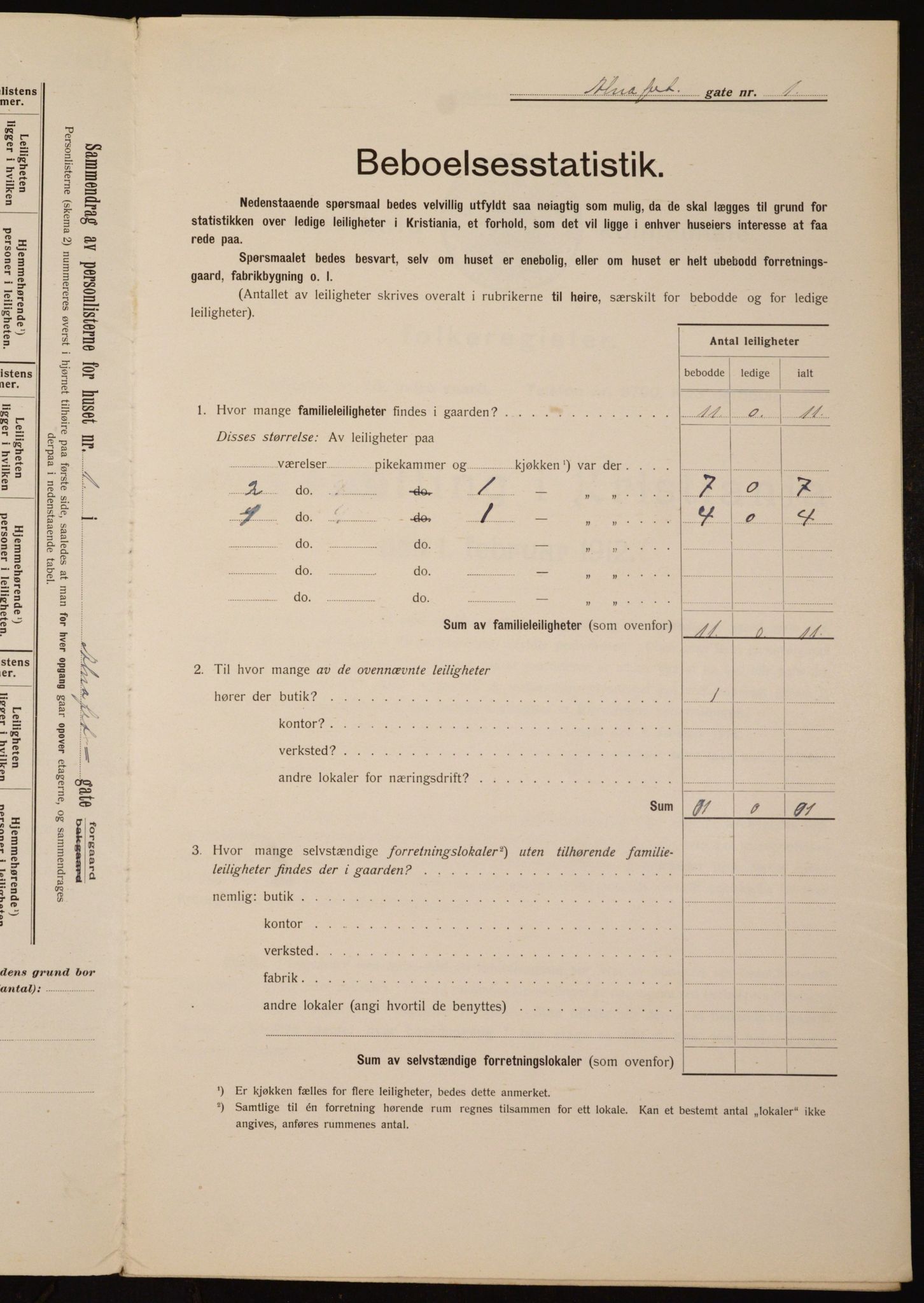 OBA, Kommunal folketelling 1.2.1912 for Kristiania, 1912, s. 1067