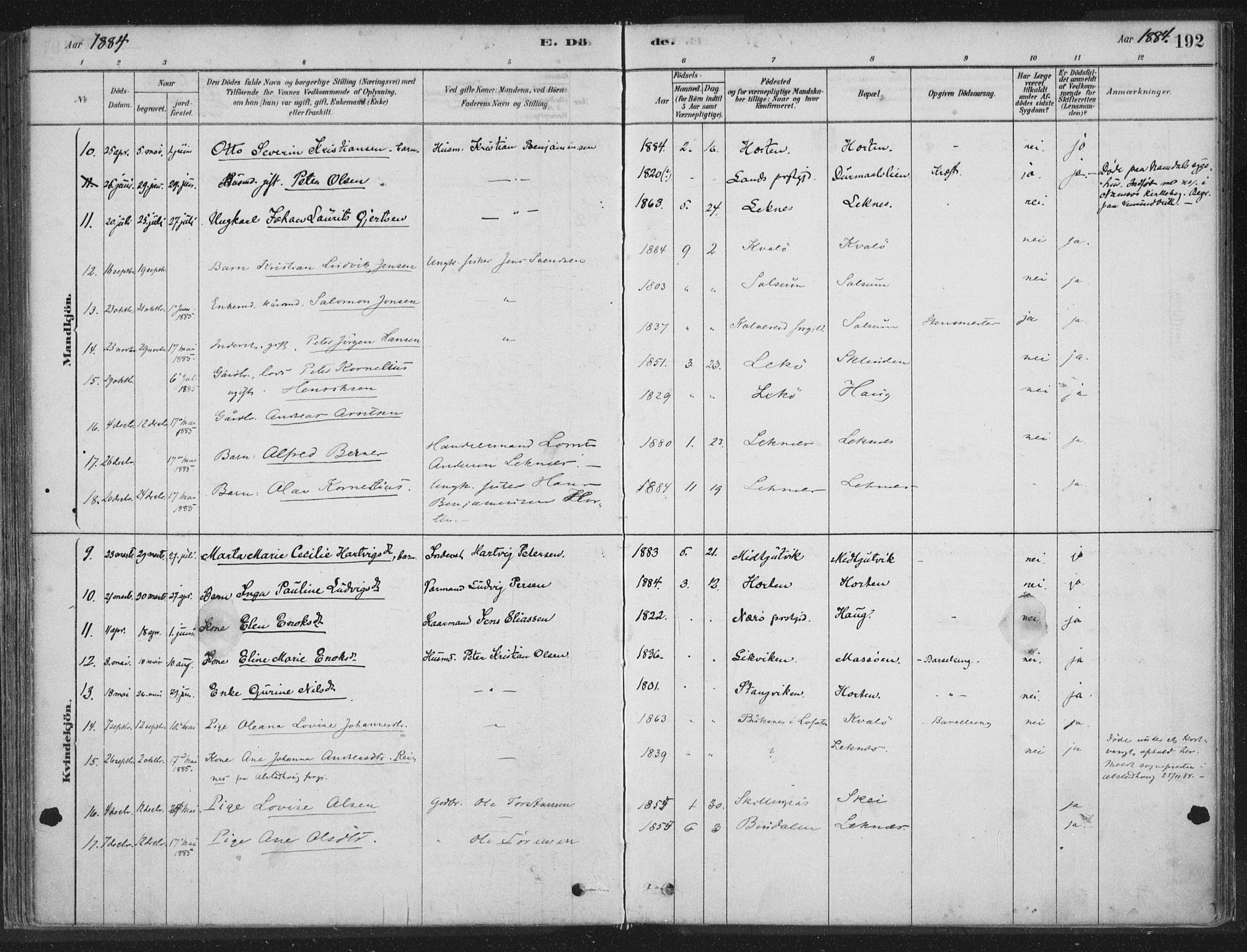 Ministerialprotokoller, klokkerbøker og fødselsregistre - Nord-Trøndelag, SAT/A-1458/788/L0697: Ministerialbok nr. 788A04, 1878-1902, s. 192