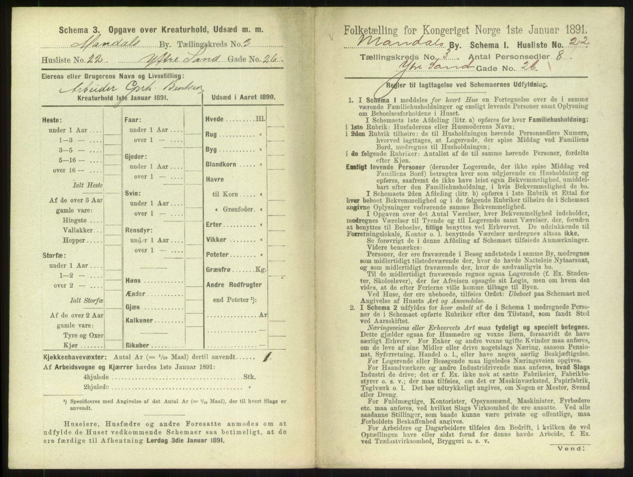 RA, Folketelling 1891 for 1002 Mandal ladested, 1891, s. 203