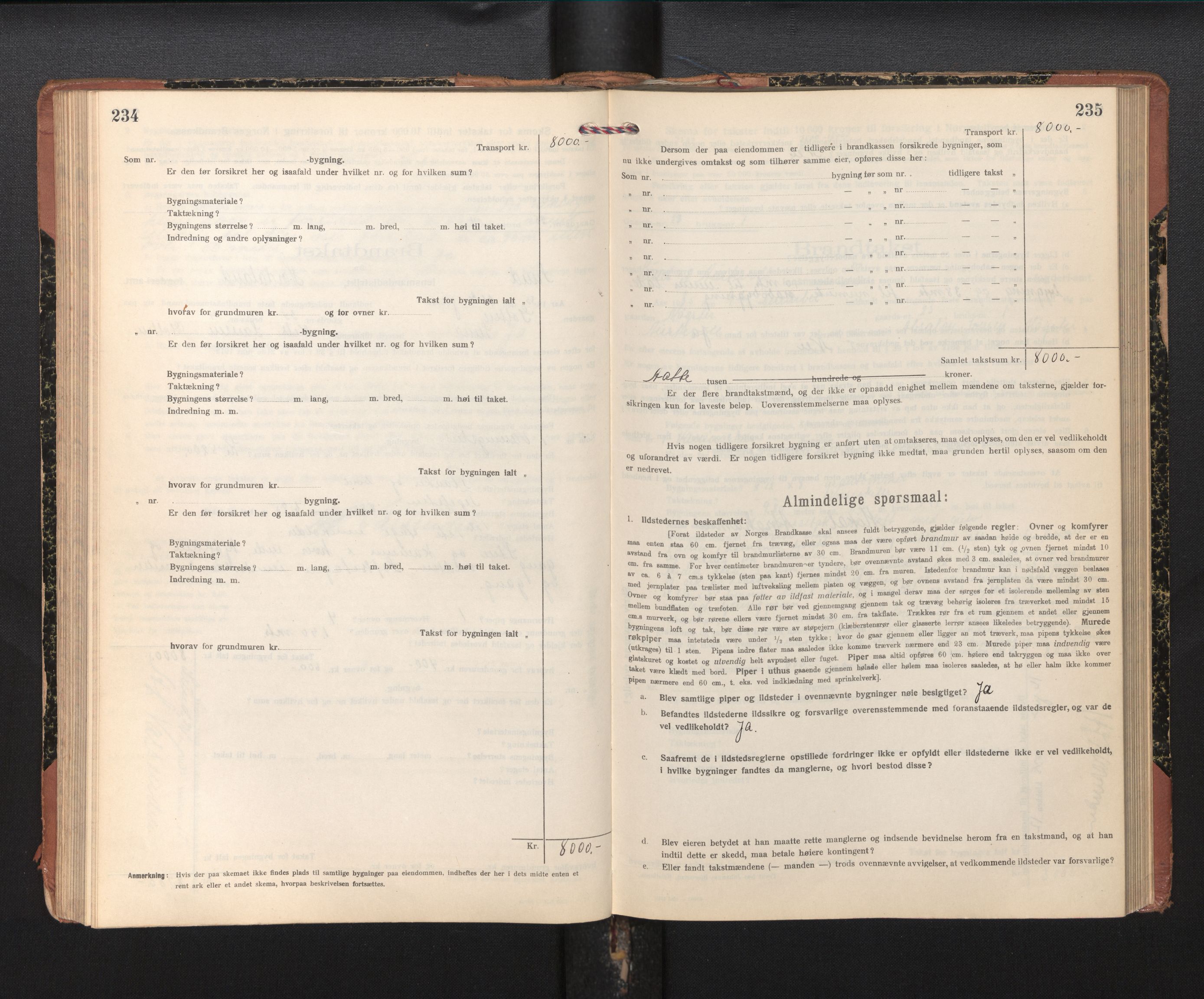 Lensmannen i Sund og Austevoll, AV/SAB-A-35201/0012/L0004: Branntakstprotokoll, skjematakst, 1917-1949, s. 234-235