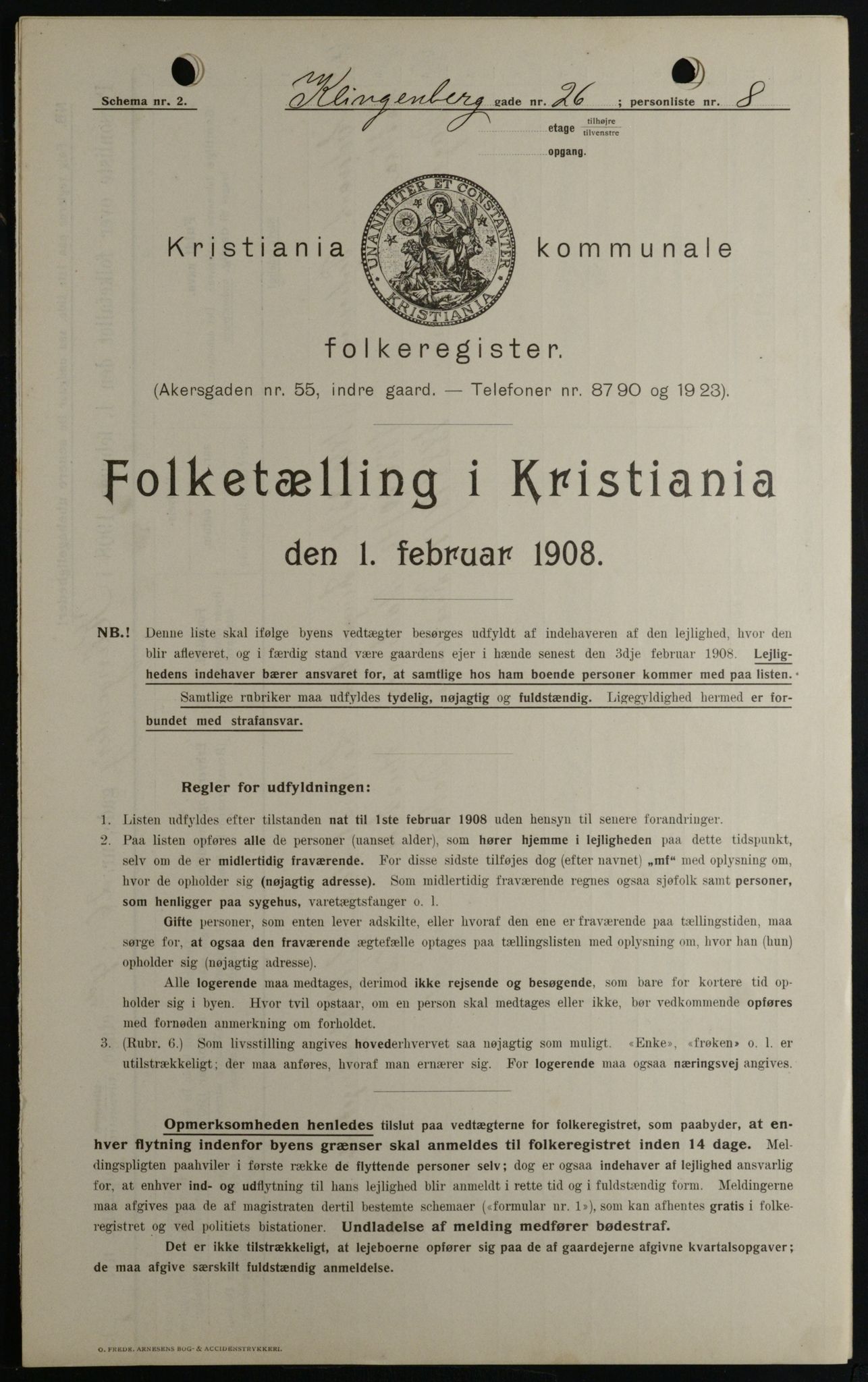 OBA, Kommunal folketelling 1.2.1908 for Kristiania kjøpstad, 1908, s. 46547