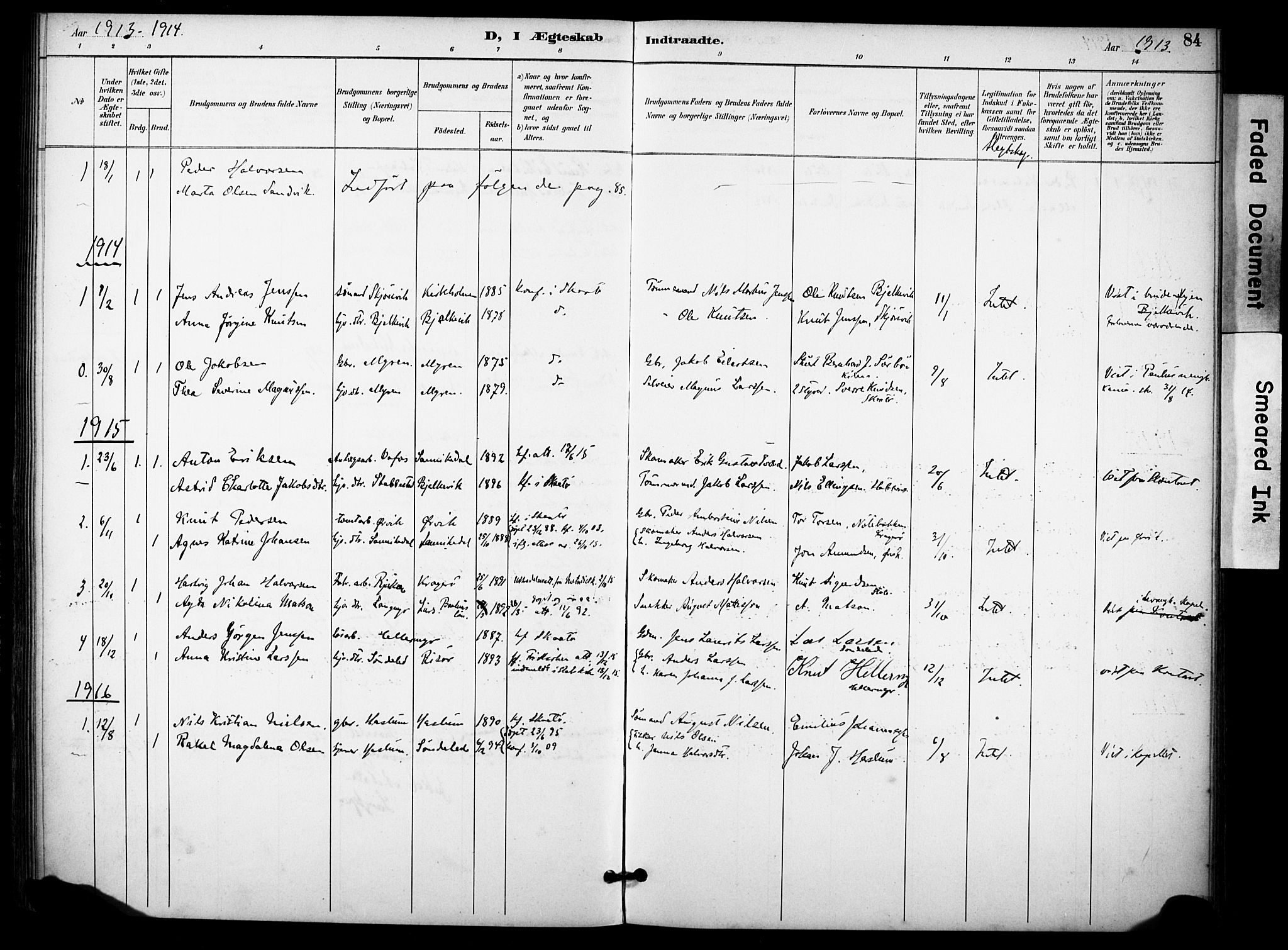 Skåtøy kirkebøker, AV/SAKO-A-304/F/Fb/L0001: Ministerialbok nr. II 1, 1892-1916, s. 84