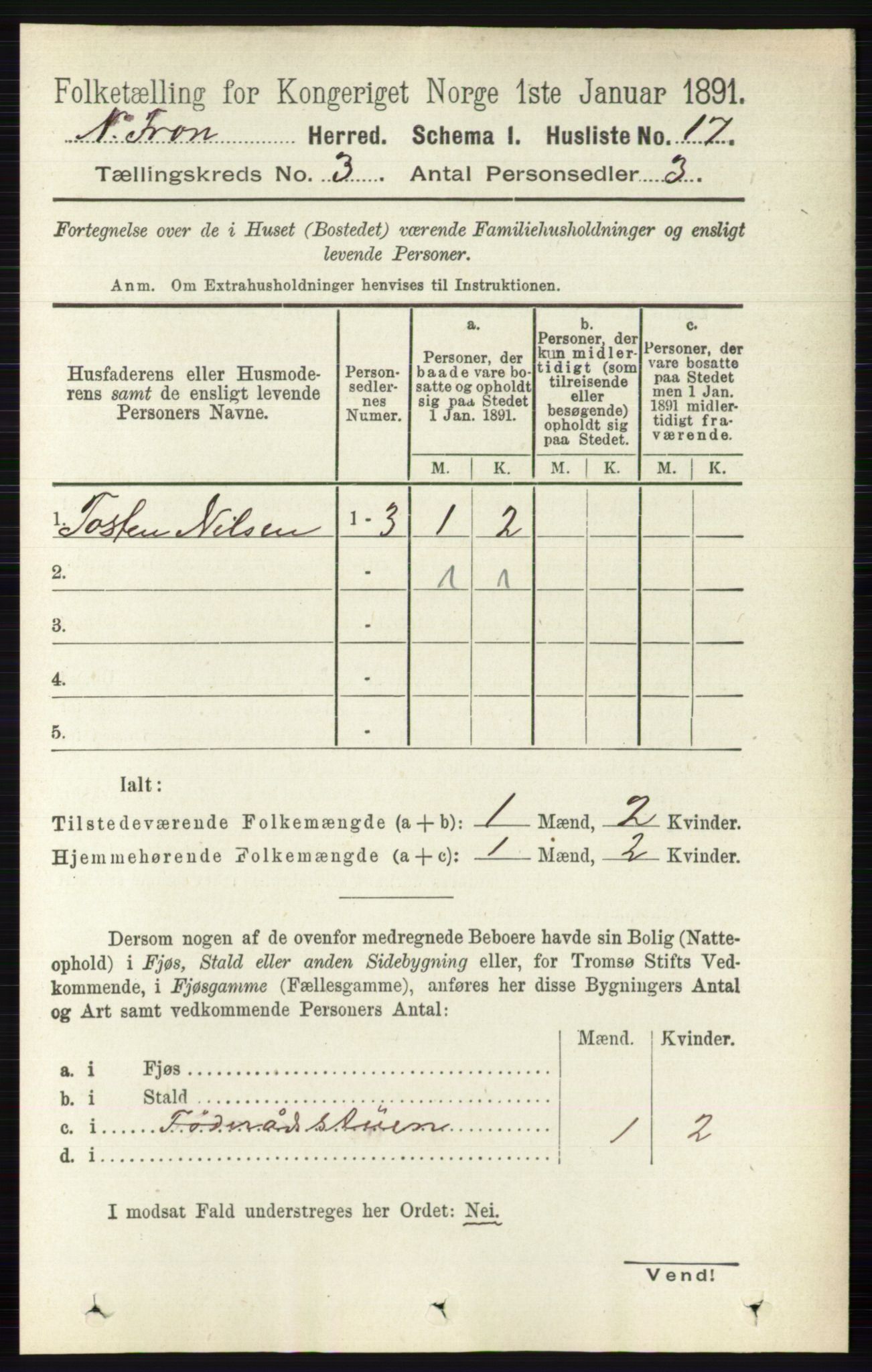 RA, Folketelling 1891 for 0518 Nord-Fron herred, 1891, s. 773