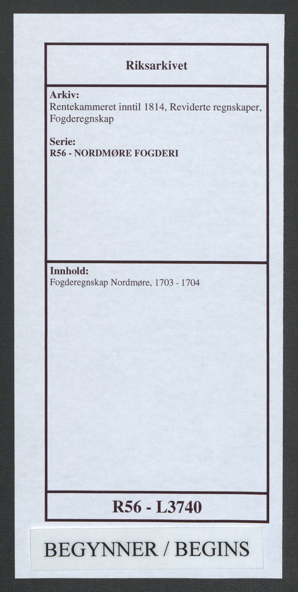 Rentekammeret inntil 1814, Reviderte regnskaper, Fogderegnskap, RA/EA-4092/R56/L3740: Fogderegnskap Nordmøre, 1703-1704, s. 1