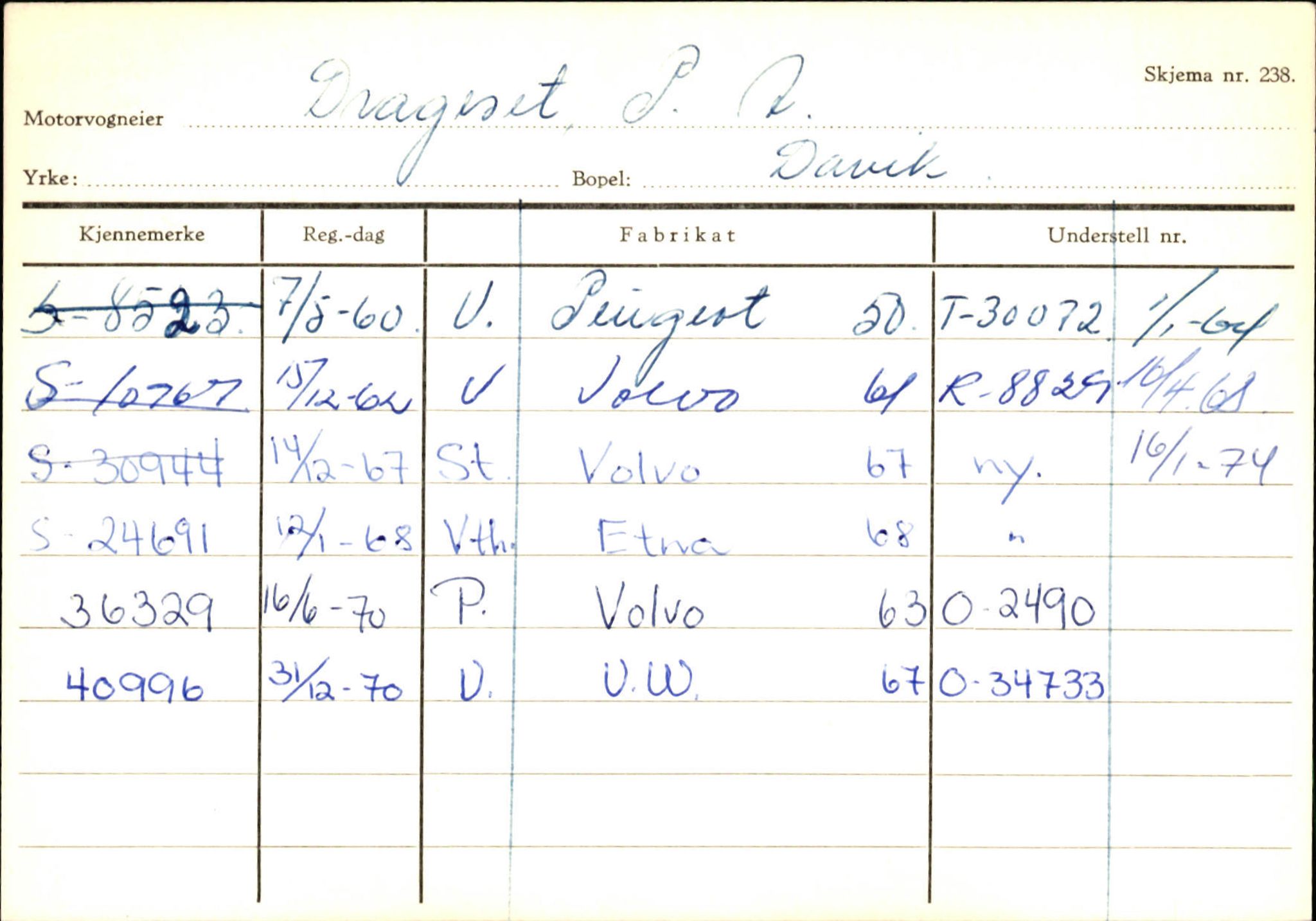 Statens vegvesen, Sogn og Fjordane vegkontor, SAB/A-5301/4/F/L0133: Eigarregister Bremanger A-Å. Gaular A-H, 1945-1975, s. 197