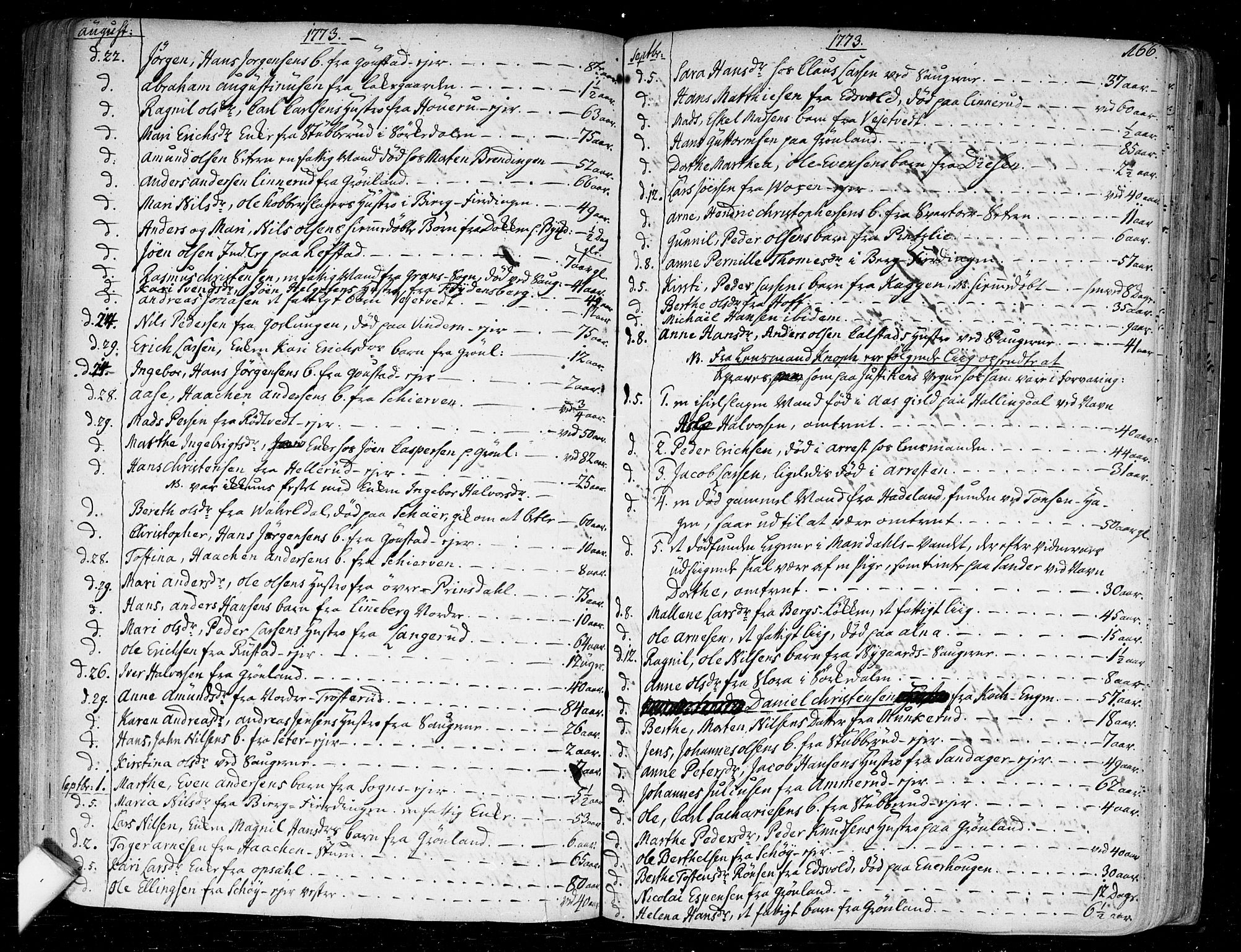 Aker prestekontor kirkebøker, AV/SAO-A-10861/F/L0009: Ministerialbok nr. 9, 1765-1785, s. 166