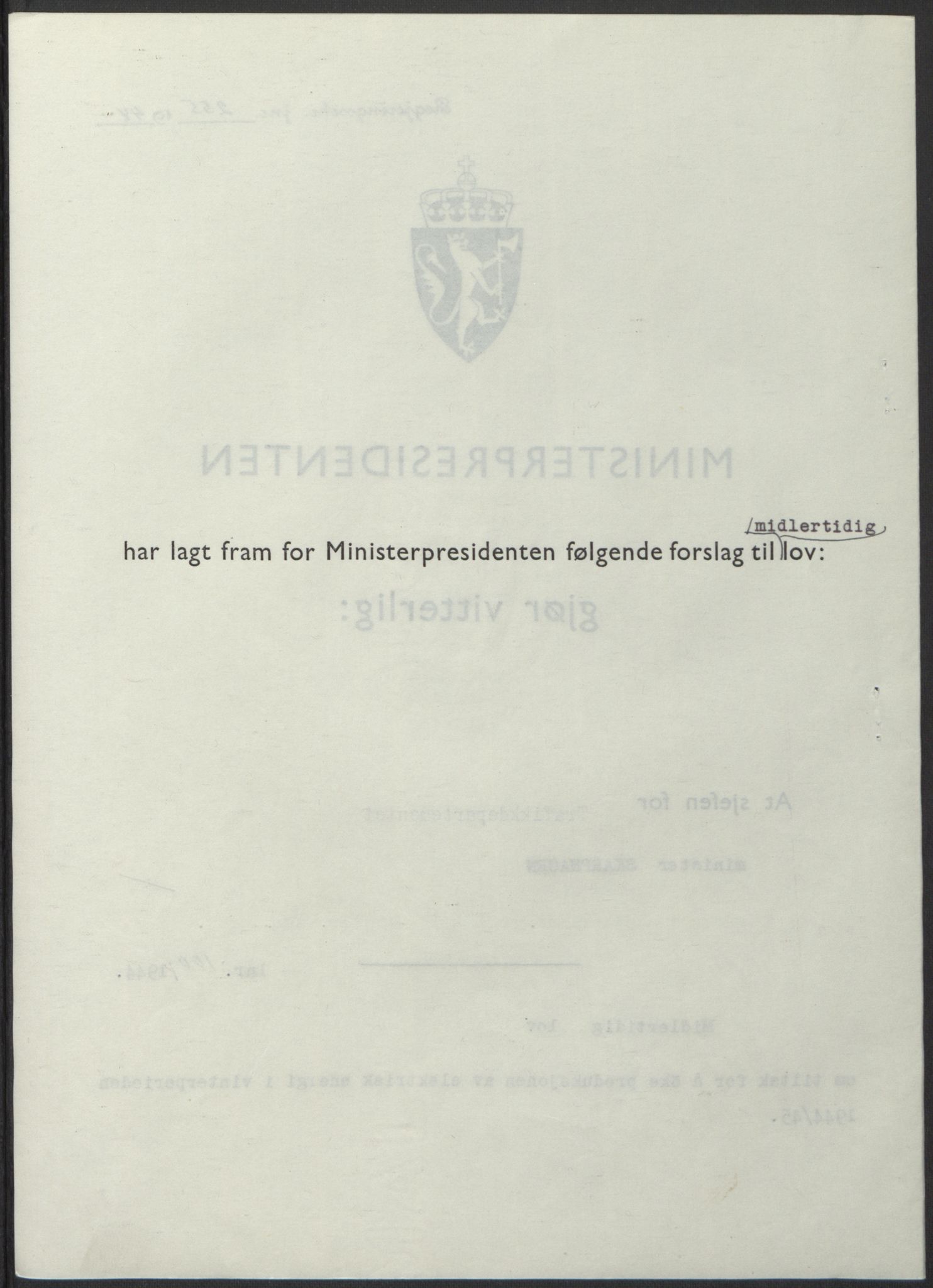 NS-administrasjonen 1940-1945 (Statsrådsekretariatet, de kommisariske statsråder mm), RA/S-4279/D/Db/L0100: Lover, 1944, s. 477