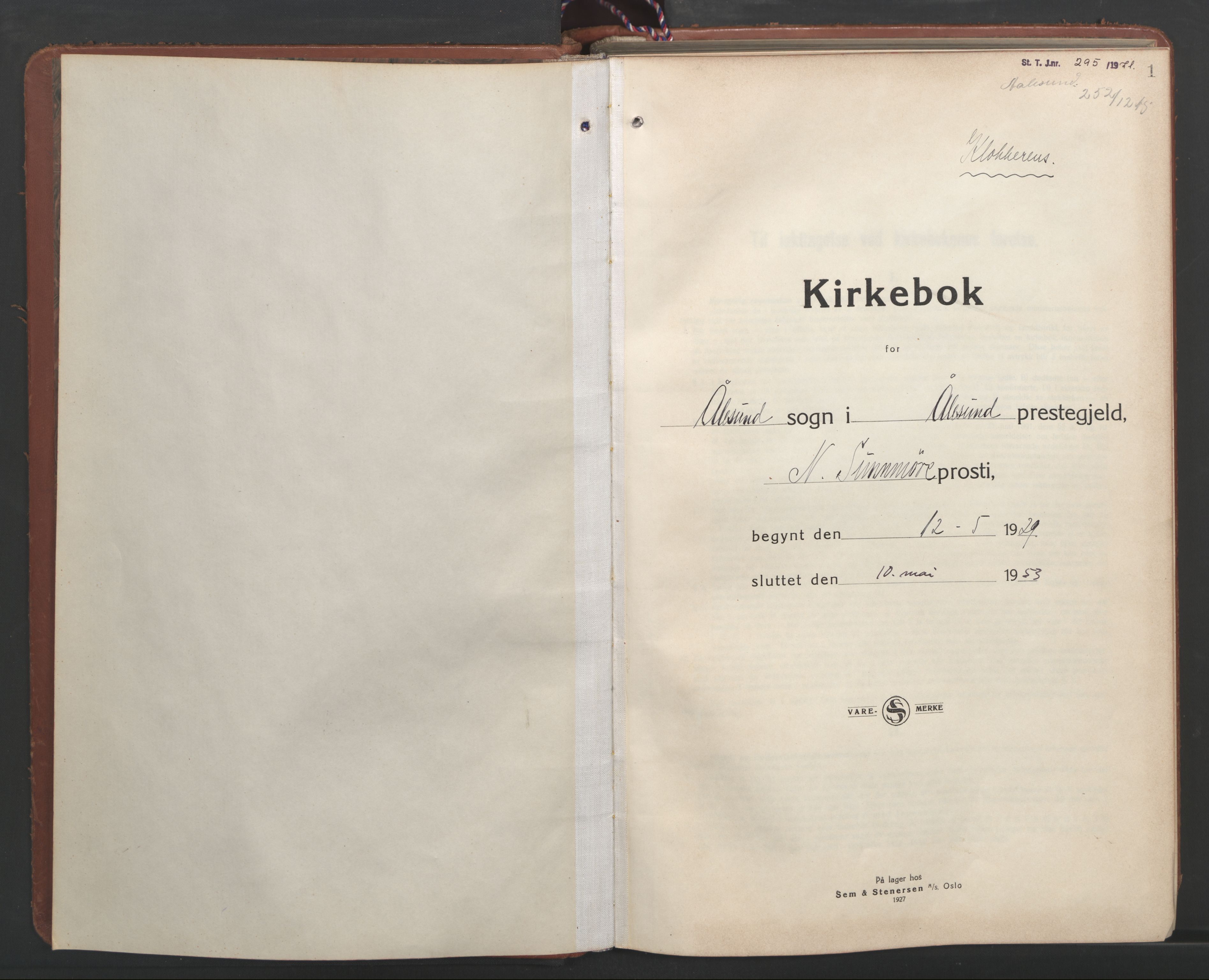 Ministerialprotokoller, klokkerbøker og fødselsregistre - Møre og Romsdal, SAT/A-1454/529/L0477: Klokkerbok nr. 529C14, 1934-1949, s. 1