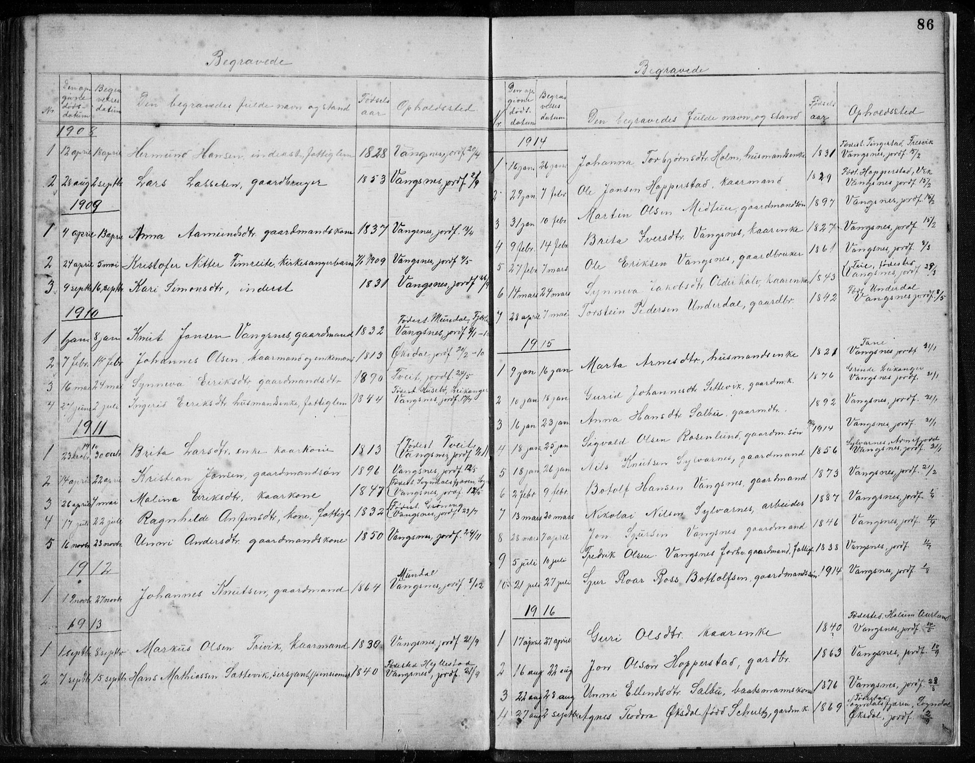 Vik sokneprestembete, AV/SAB-A-81501/H/Hab/Habc/L0002: Klokkerbok nr. C 2, 1880-1934, s. 86